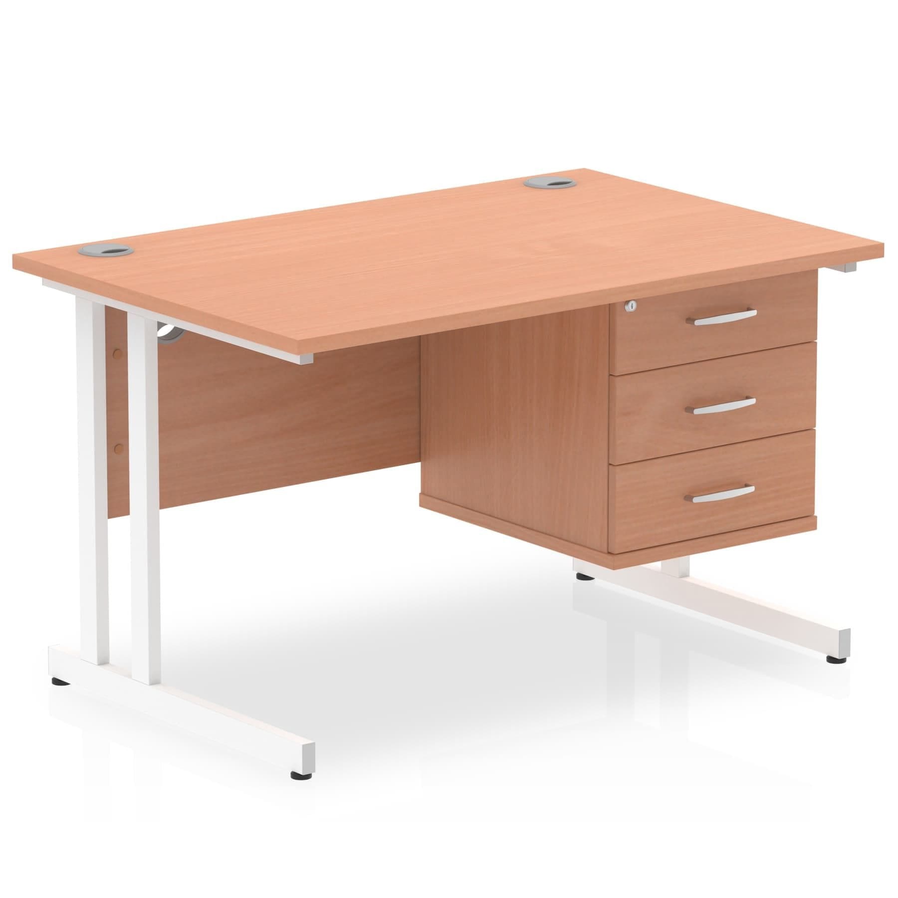 Impulse 1200mm Cantilever Straight Desk With Single Fixed Pedestal - Image 2