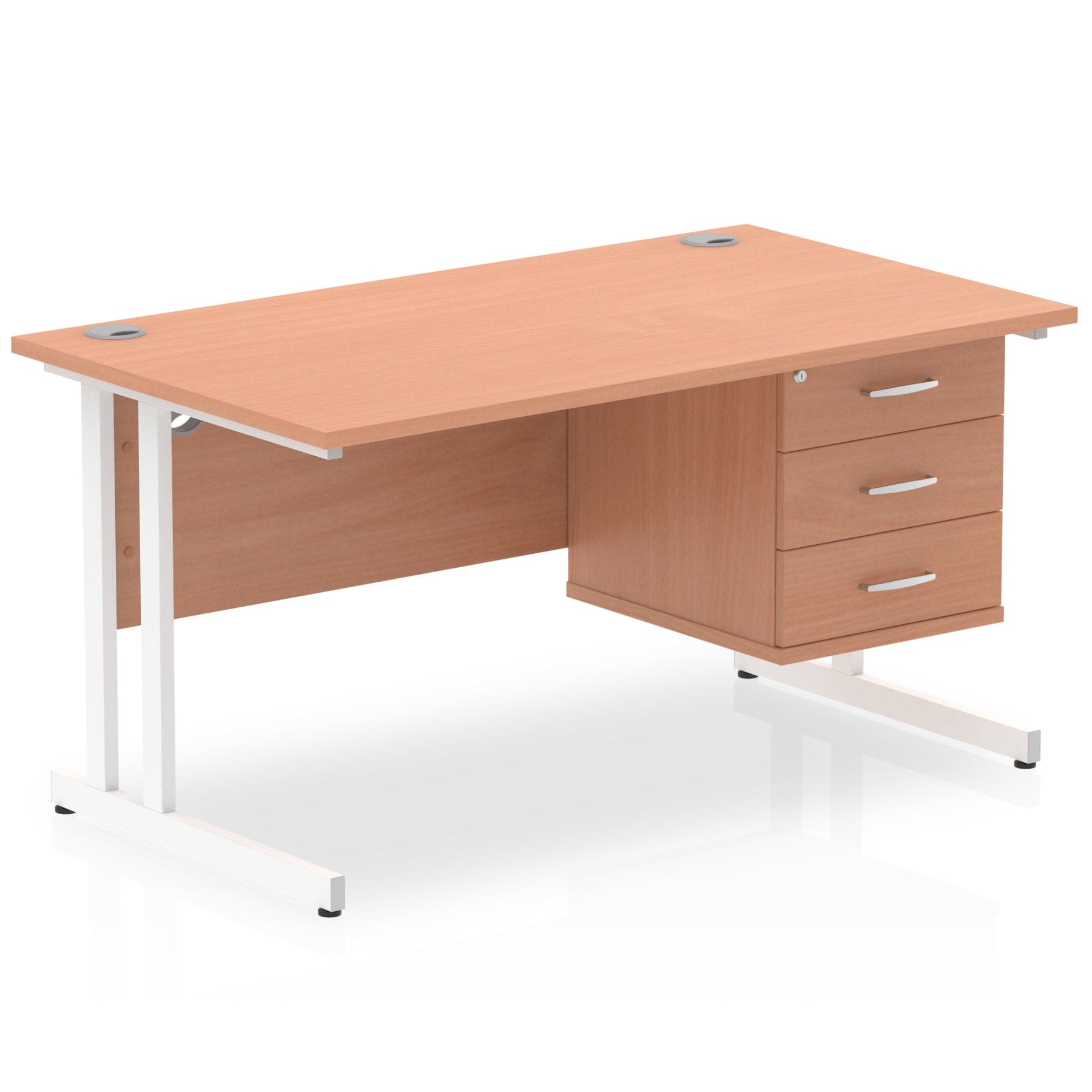 Impulse 1400mm Cantilever Straight Desk With Single Fixed Pedestal - Image 2