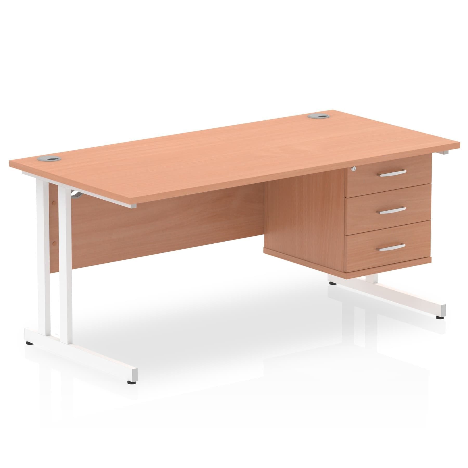 Impulse 1600mm Cantilever Straight Desk With Single Fixed Pedestal - Image 2