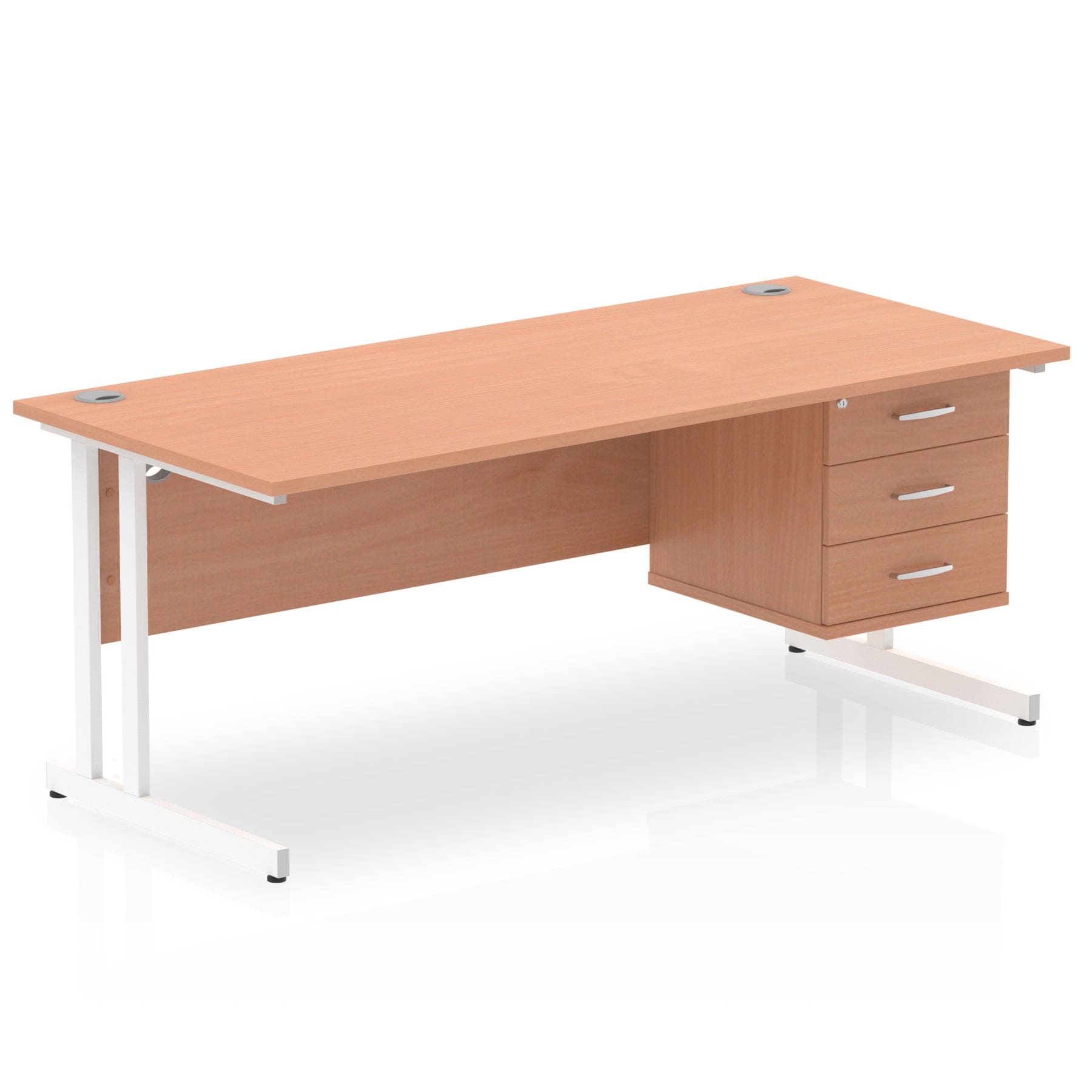 Impulse 1800mm Cantilever Straight Desk With Single Fixed Pedestal - Image 2