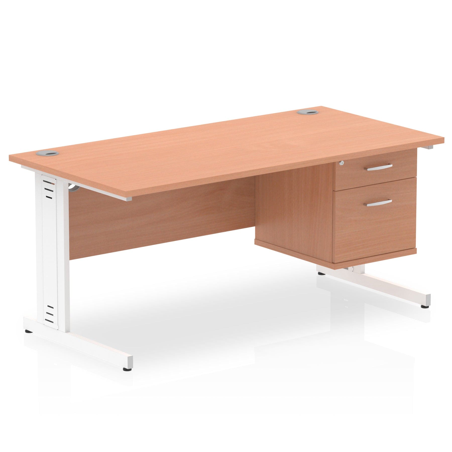 Impulse 1600mm Cable Managed Straight Desk With Single Fixed Pedestal - Image 3