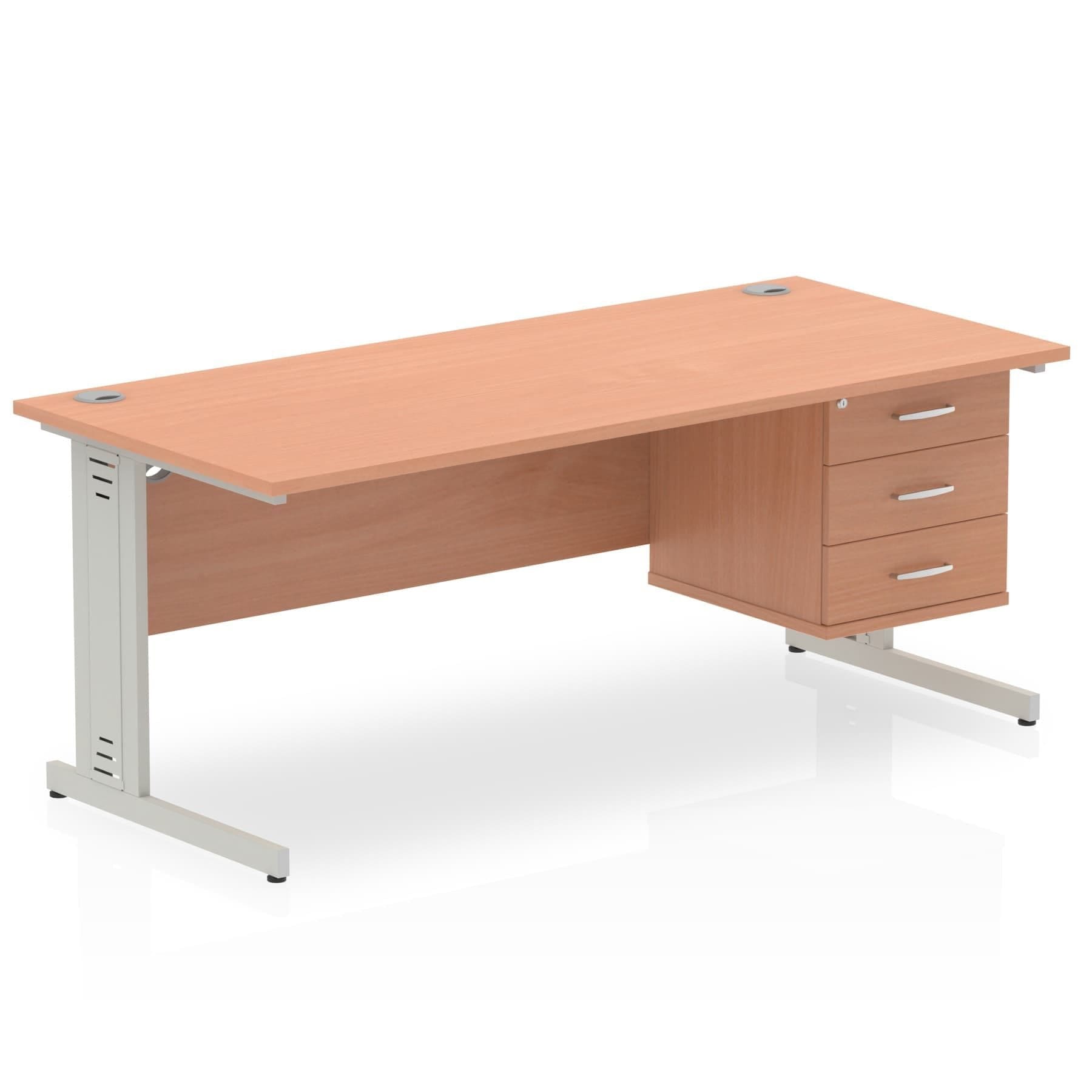 Impulse 1800mm Cable Managed Straight Desk With Single Fixed Pedestal - Image 3