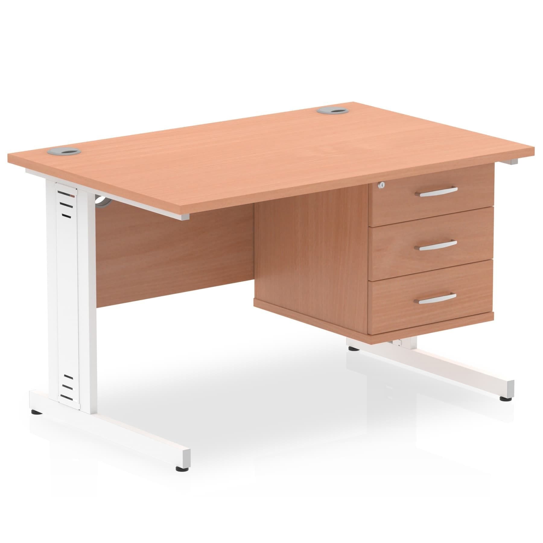 Impulse 1200mm Cable Managed Straight Desk With Single Fixed Pedestal - Image 4