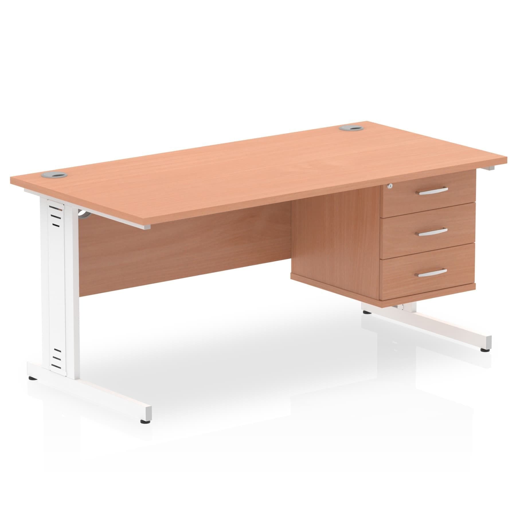 Impulse 1600mm Cable Managed Straight Desk With Single Fixed Pedestal - Image 4