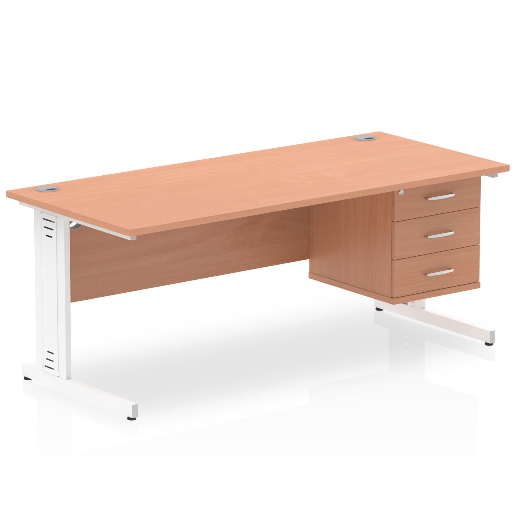 Impulse 1800mm Cable Managed Straight Desk With Single Fixed Pedestal - Image 4