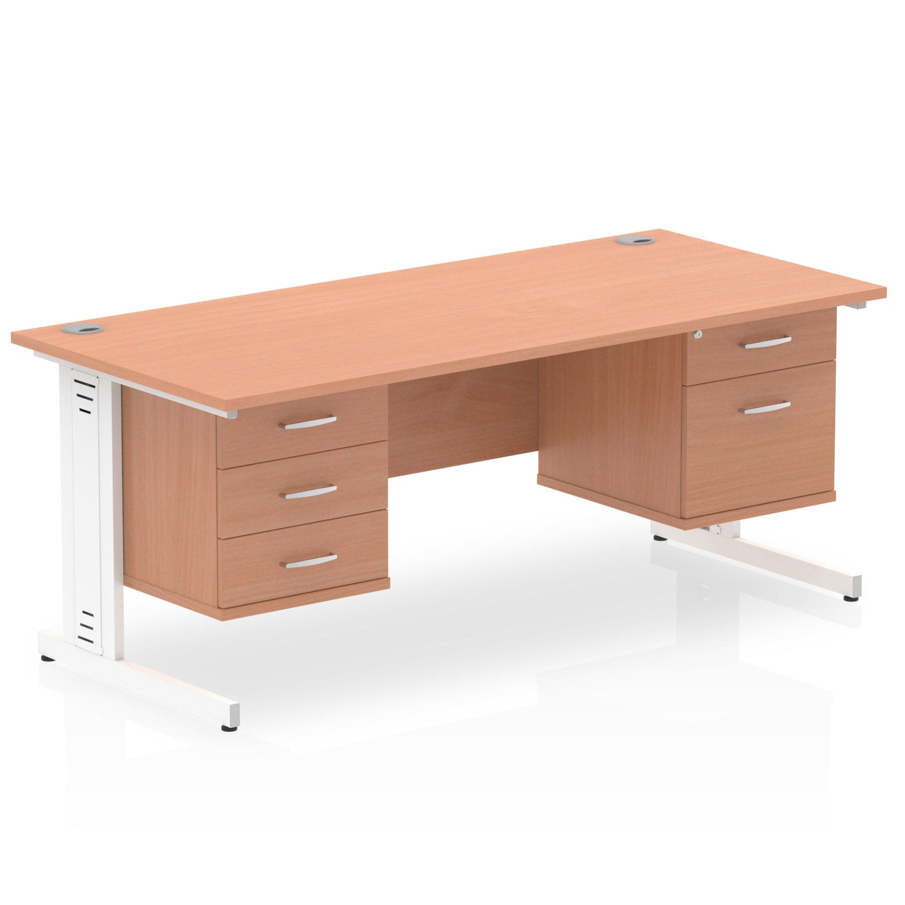 Impulse 1600mm Cable Managed Straight Desk With Two Fixed Pedestal - Image 4