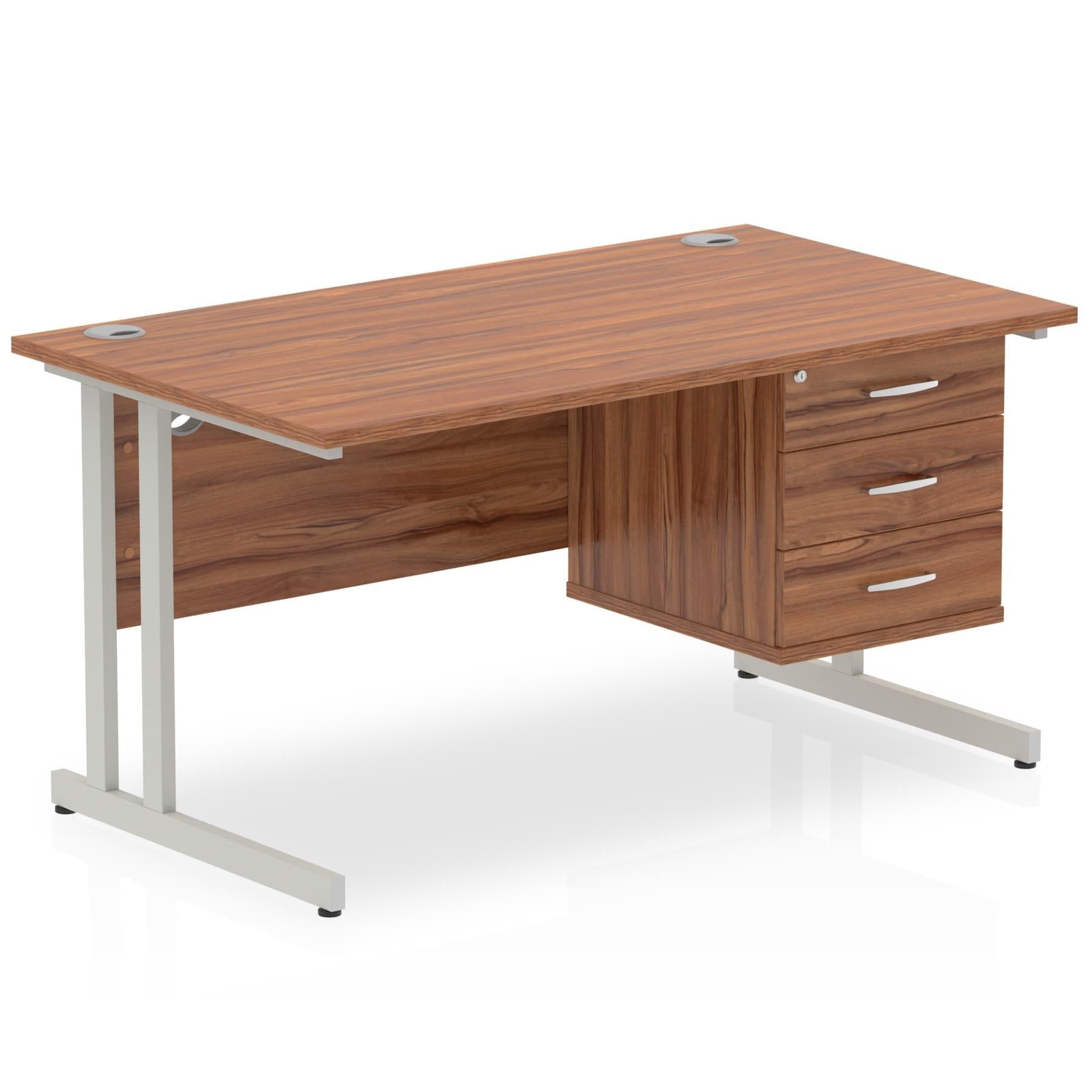 Impulse 1400mm Cantilever Straight Desk With Single Fixed Pedestal - Image 22