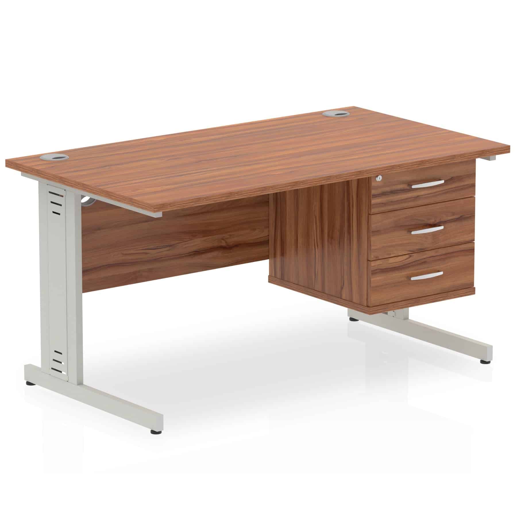 Impulse 1400mm Cable Managed Straight Desk With Single Fixed Pedestal - Image 18
