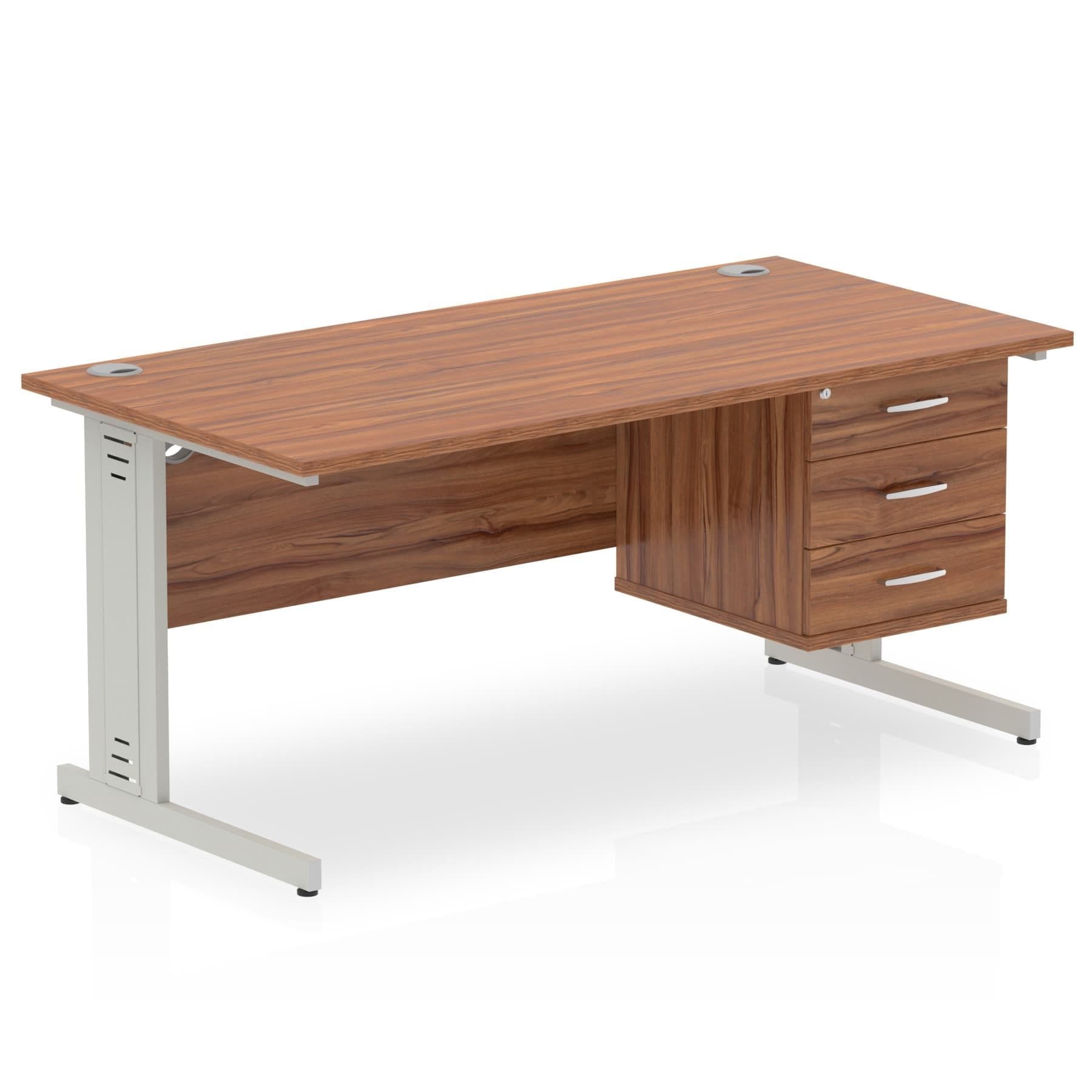 Impulse 1600mm Cable Managed Straight Desk With Single Fixed Pedestal - Image 18