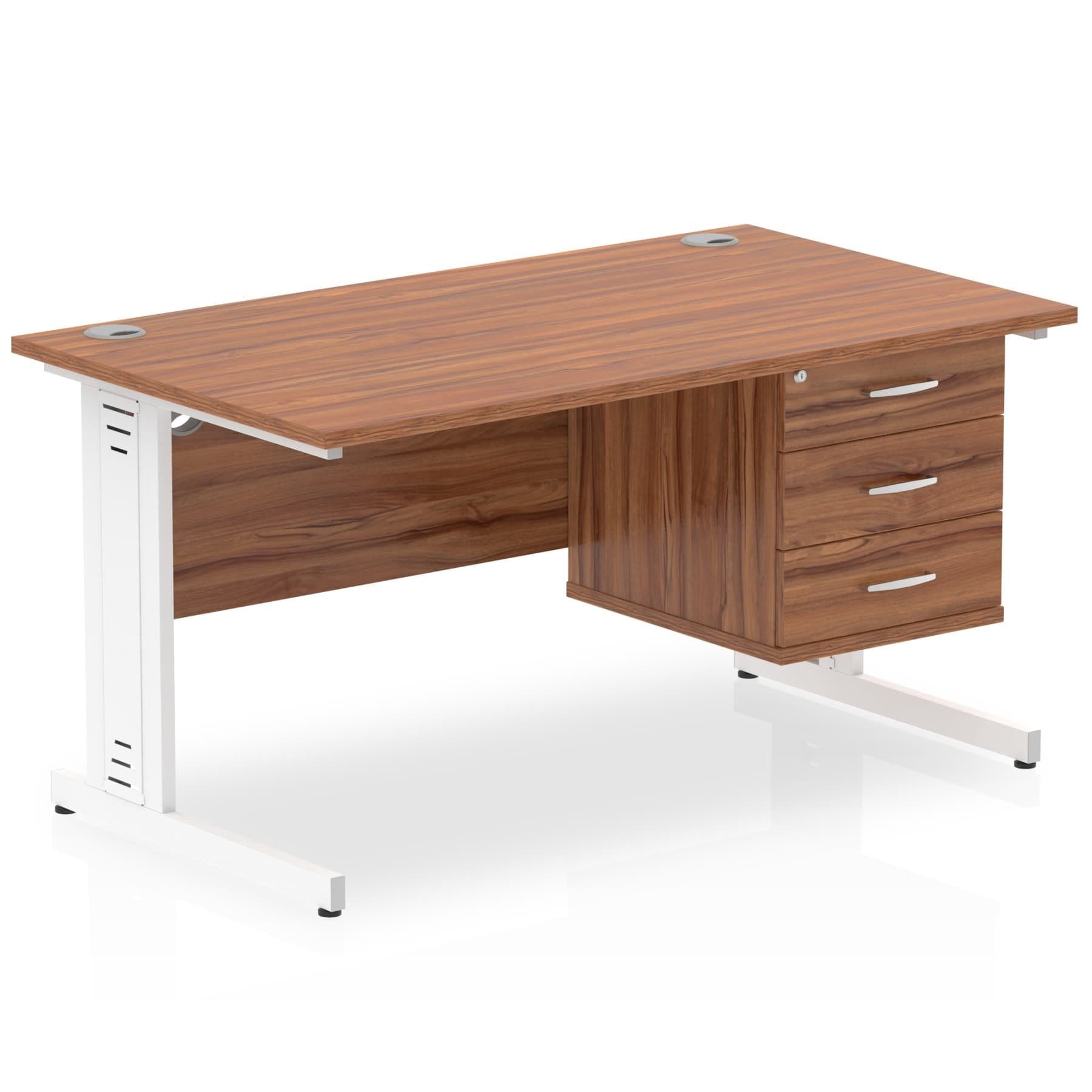 Impulse 1400mm Cable Managed Straight Desk With Single Fixed Pedestal - Image 20
