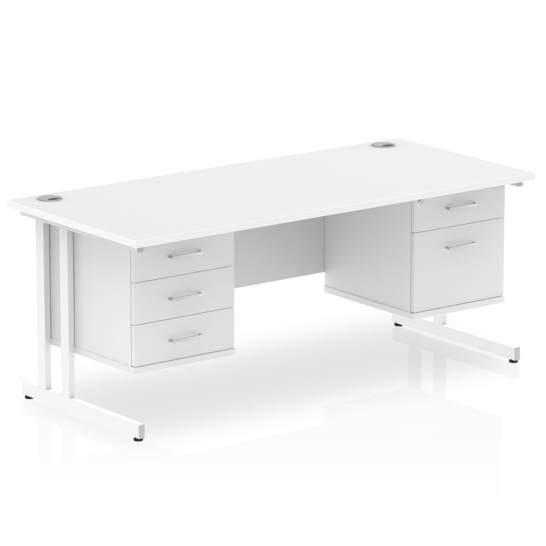 Impulse 1600mm Cantilever Straight Desk With Two Fixed Pedestal - Image 16
