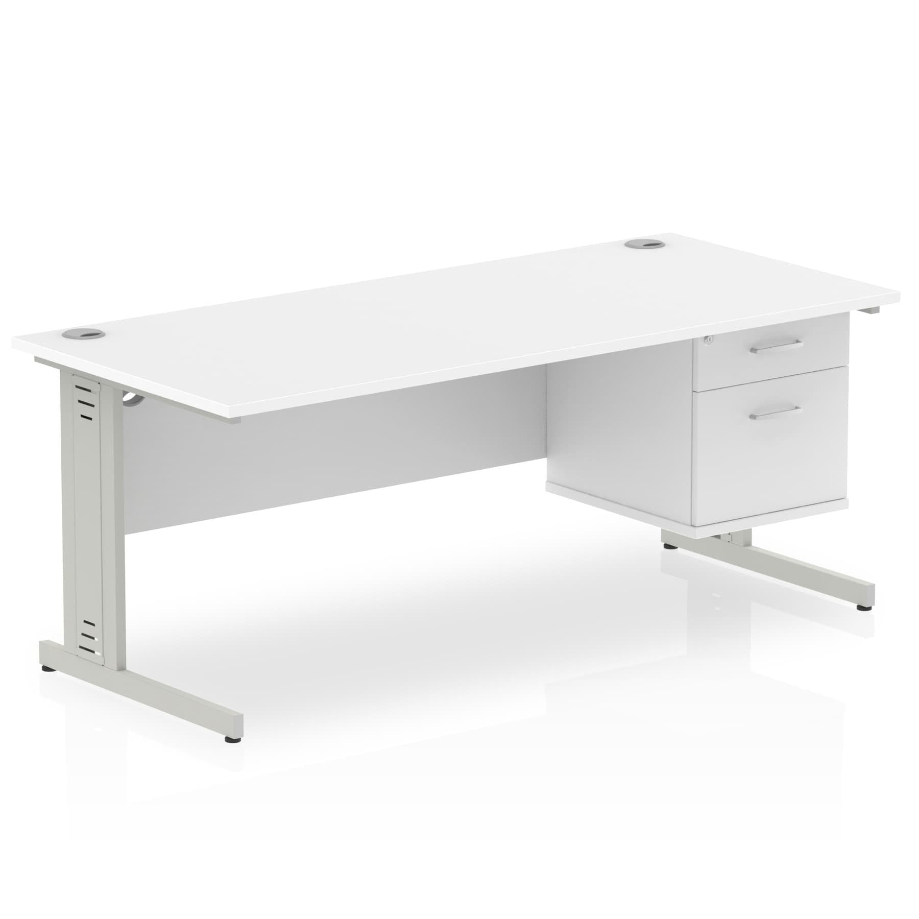 Impulse 1800mm Cable Managed Straight Desk With Single Fixed Pedestal - Image 21