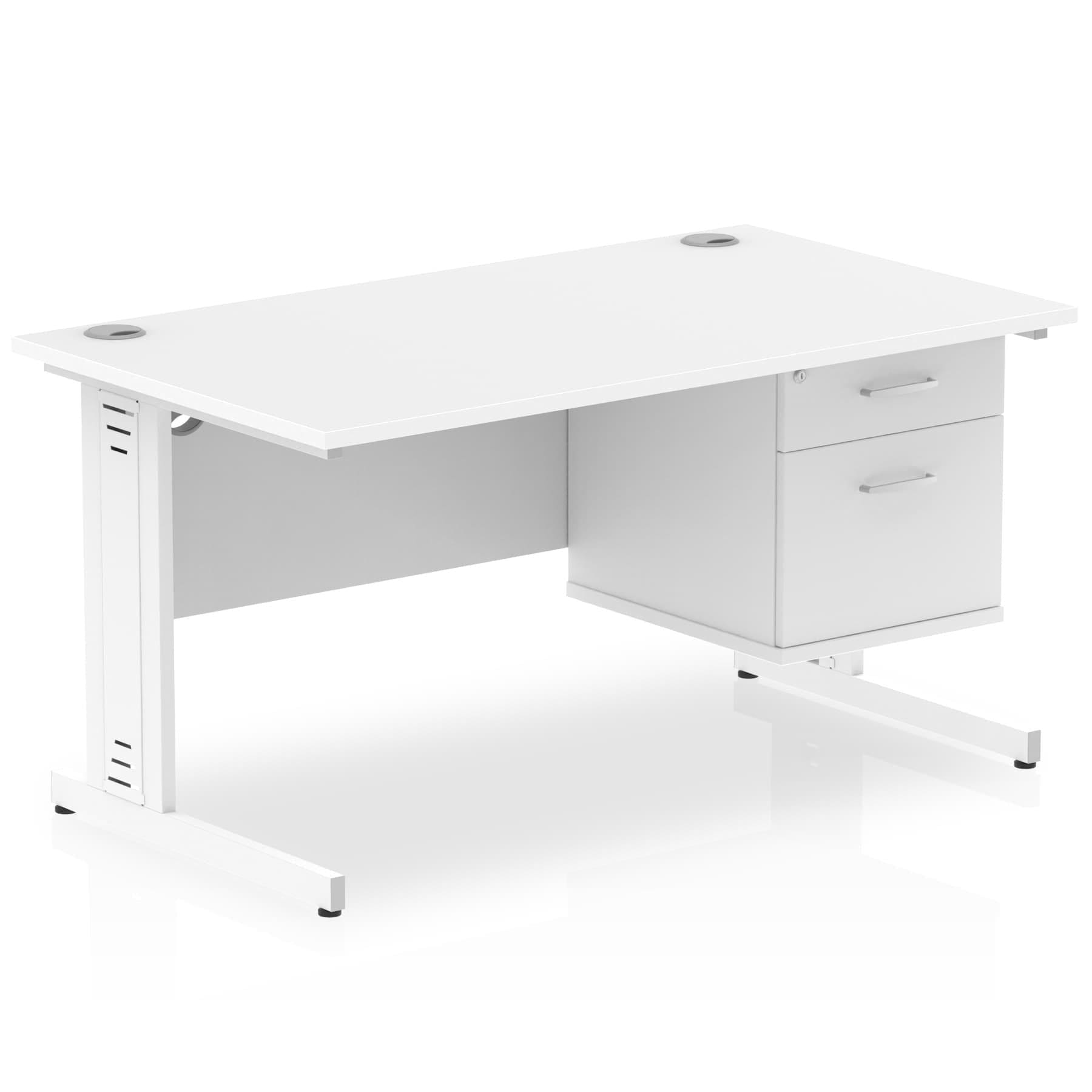 Impulse 1400mm Cable Managed Straight Desk With Single Fixed Pedestal - Image 23