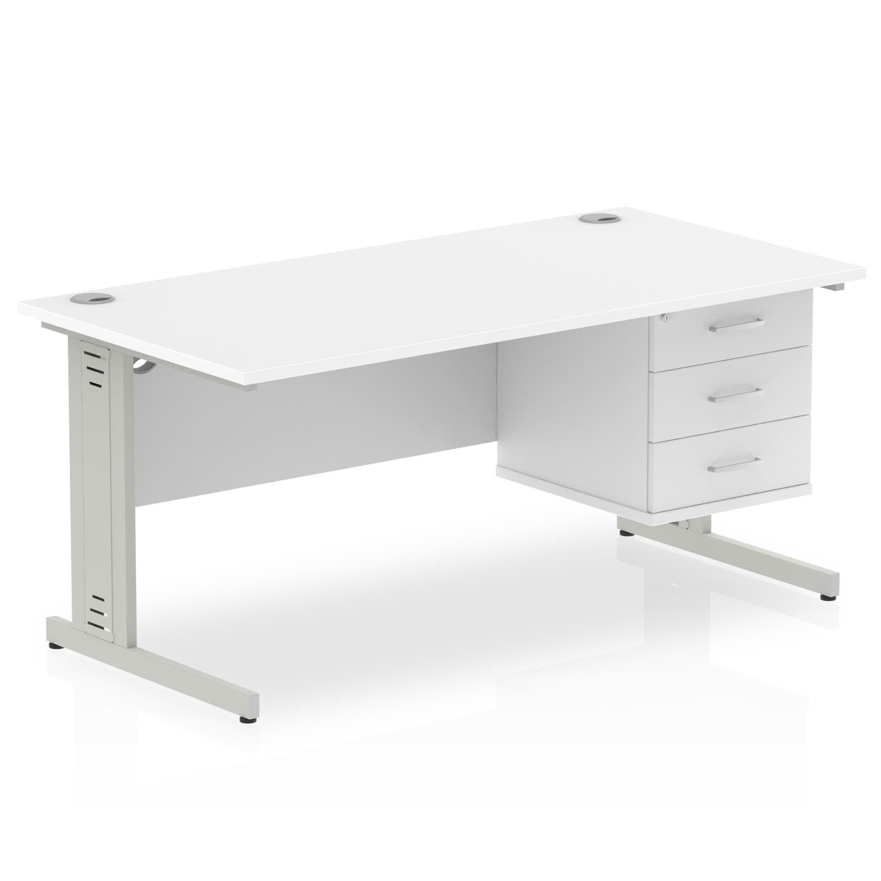 Impulse 1600mm Cable Managed Straight Desk With Single Fixed Pedestal - Image 22