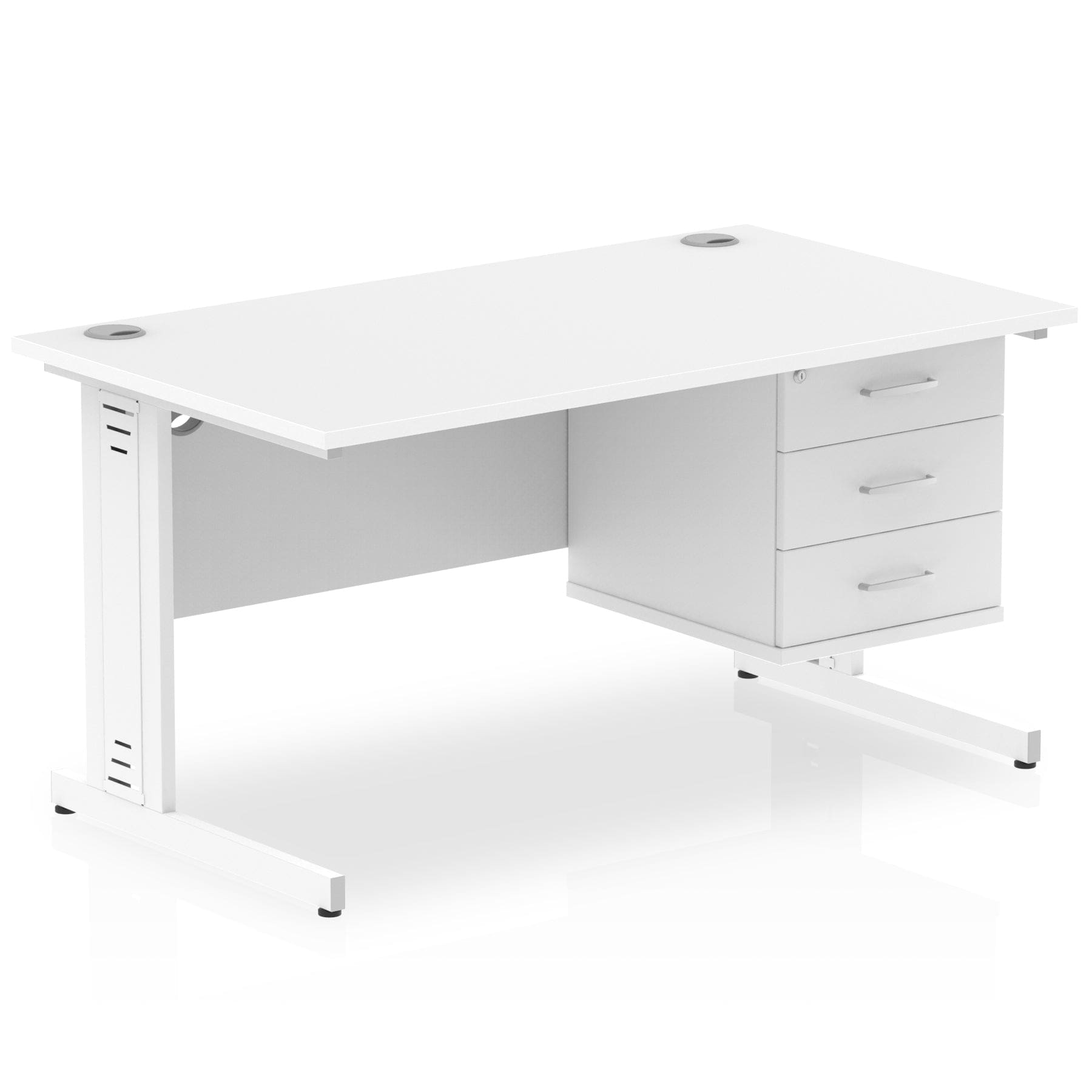 Impulse 1400mm Cable Managed Straight Desk With Single Fixed Pedestal - Image 24