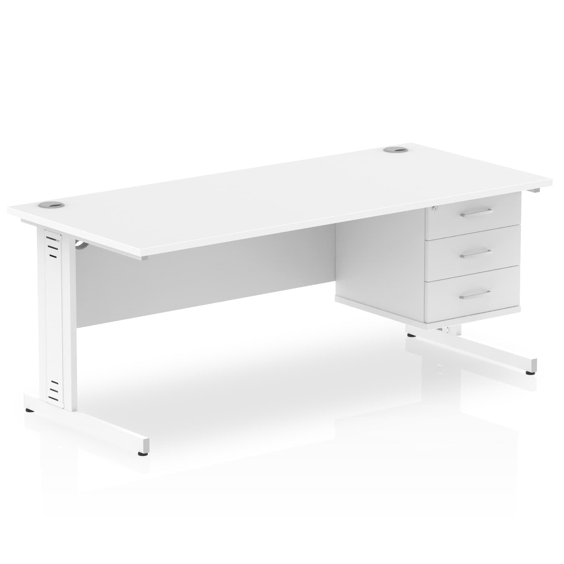 Impulse 1800mm Cable Managed Straight Desk With Single Fixed Pedestal - Image 24