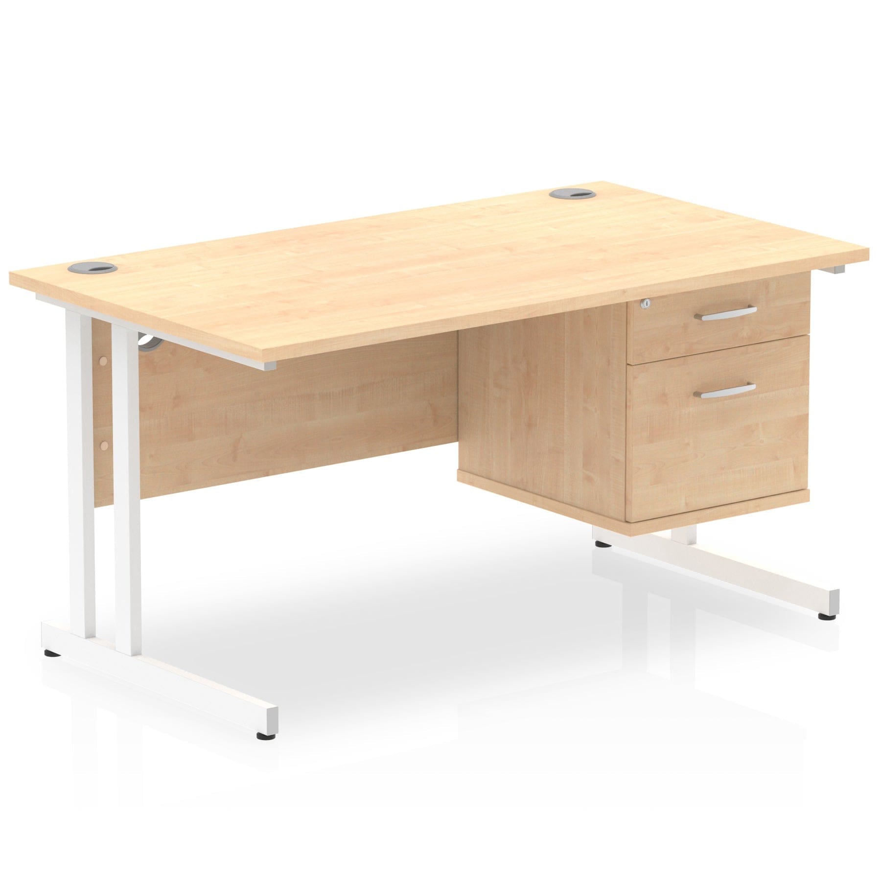 Impulse 1400mm Cantilever Straight Desk With Single Fixed Pedestal - Image 5