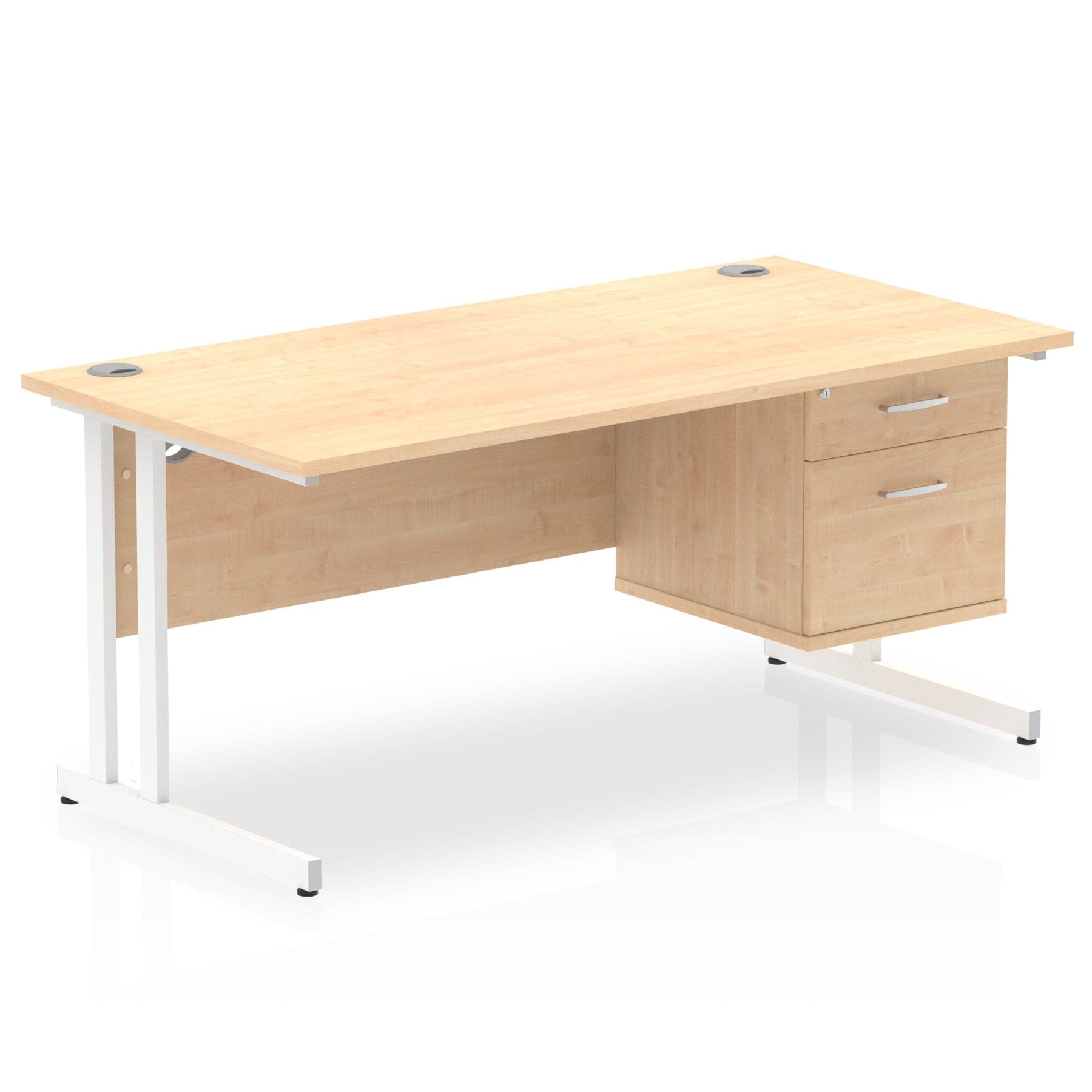 Impulse 1600mm Cantilever Straight Desk With Single Fixed Pedestal - Image 5