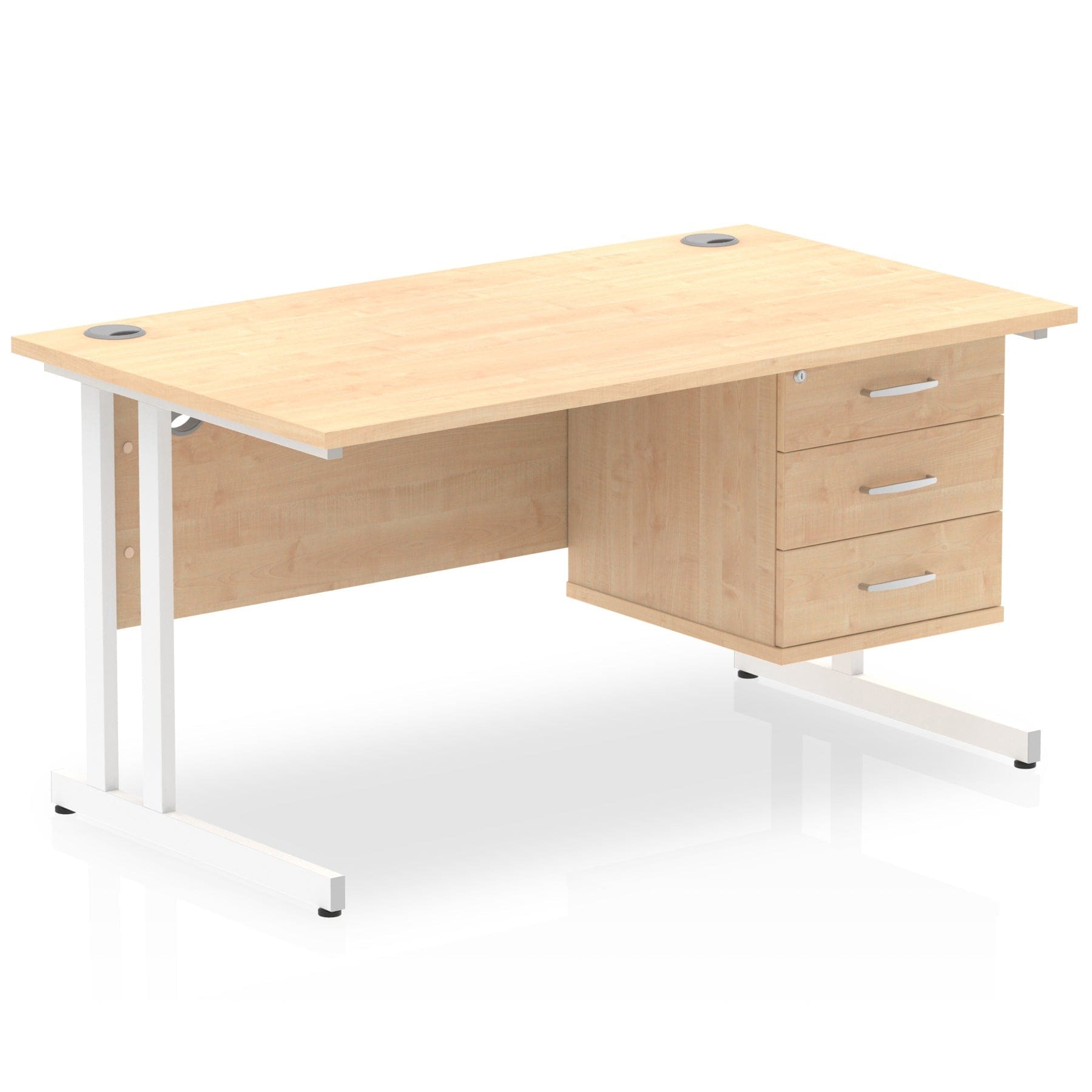 Impulse 1400mm Cantilever Straight Desk With Single Fixed Pedestal - Image 6