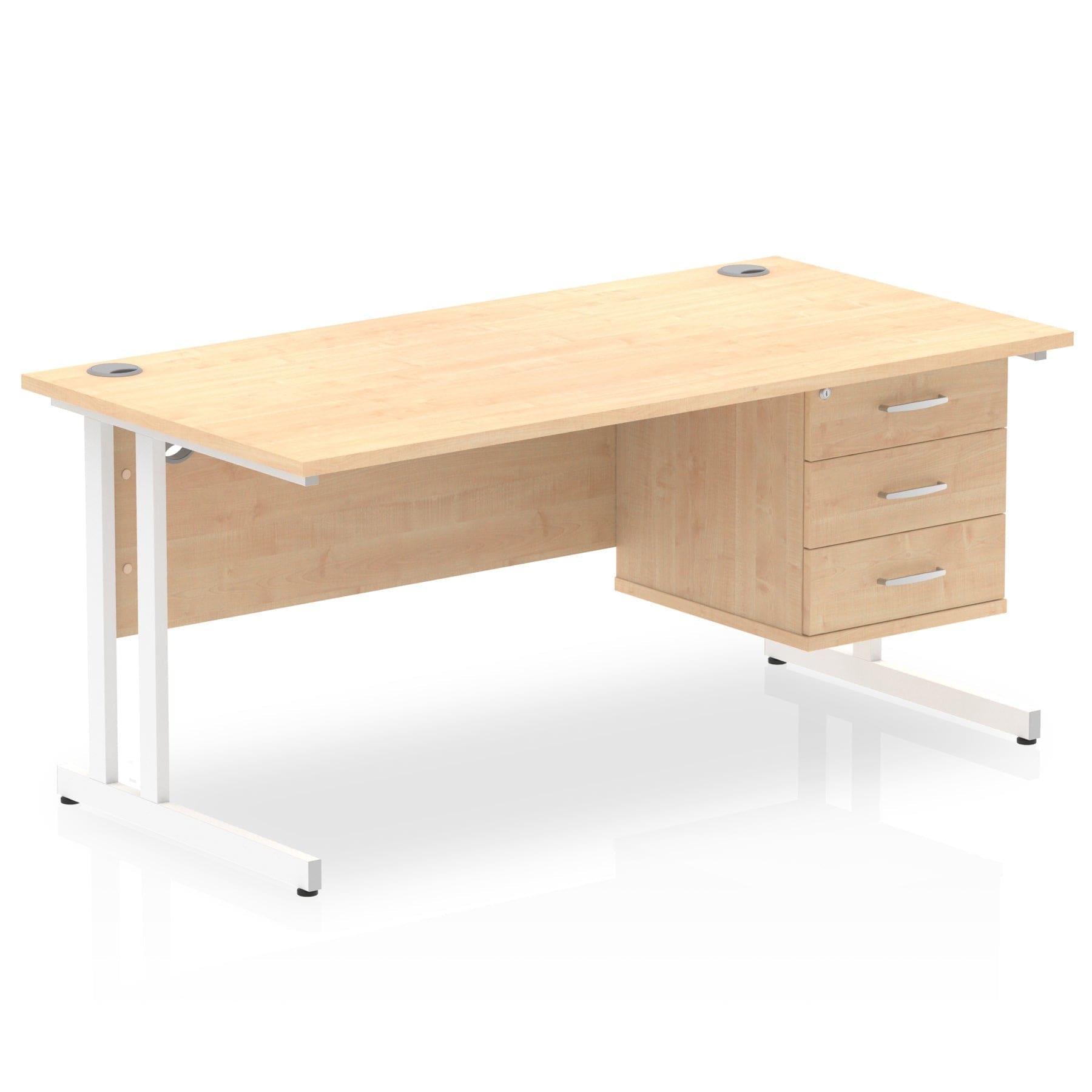 Impulse 1600mm Cantilever Straight Desk With Single Fixed Pedestal - Image 6