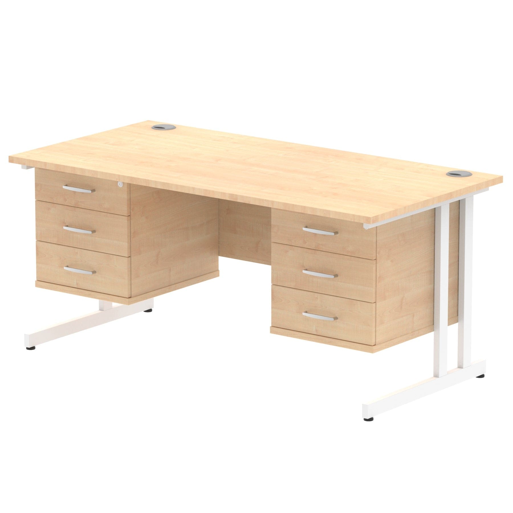 Impulse 1600mm Cantilever Straight Desk With Two Fixed Pedestal - Image 9