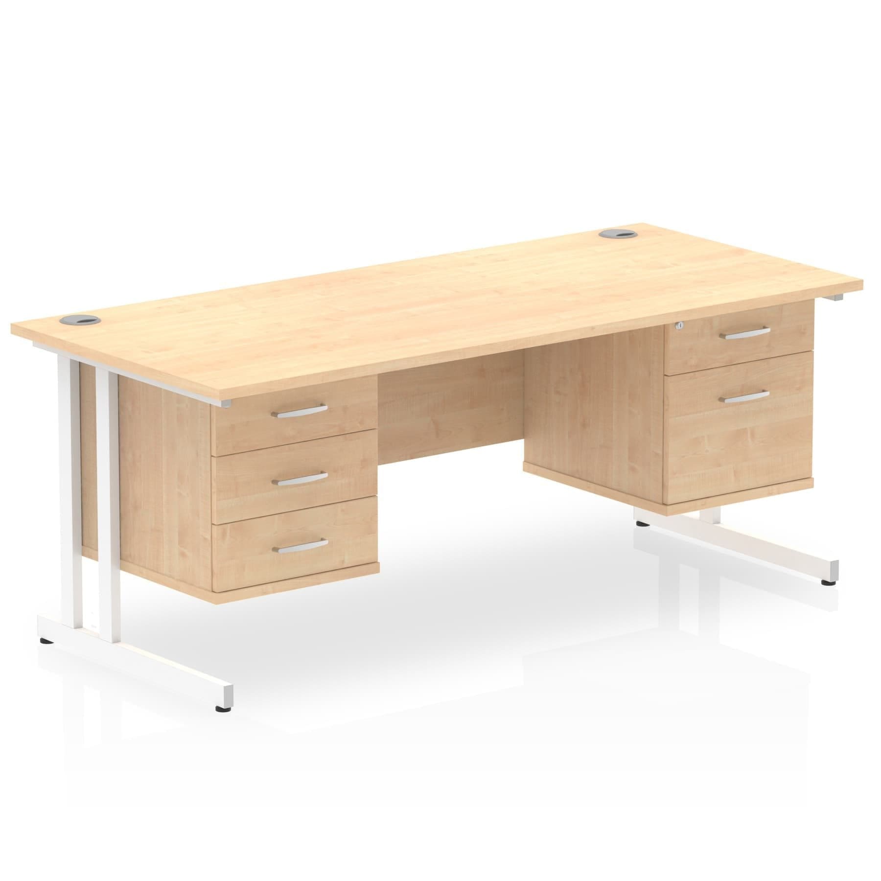 Impulse 1600mm Cantilever Straight Desk With Two Fixed Pedestal - Image 7