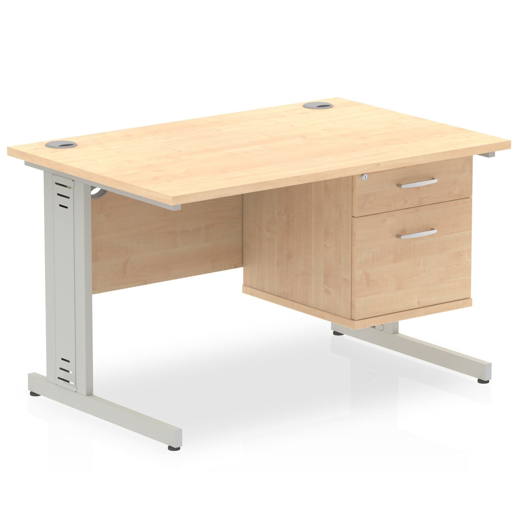 Impulse 1200mm Cable Managed Straight Desk With Single Fixed Pedestal - Image 9