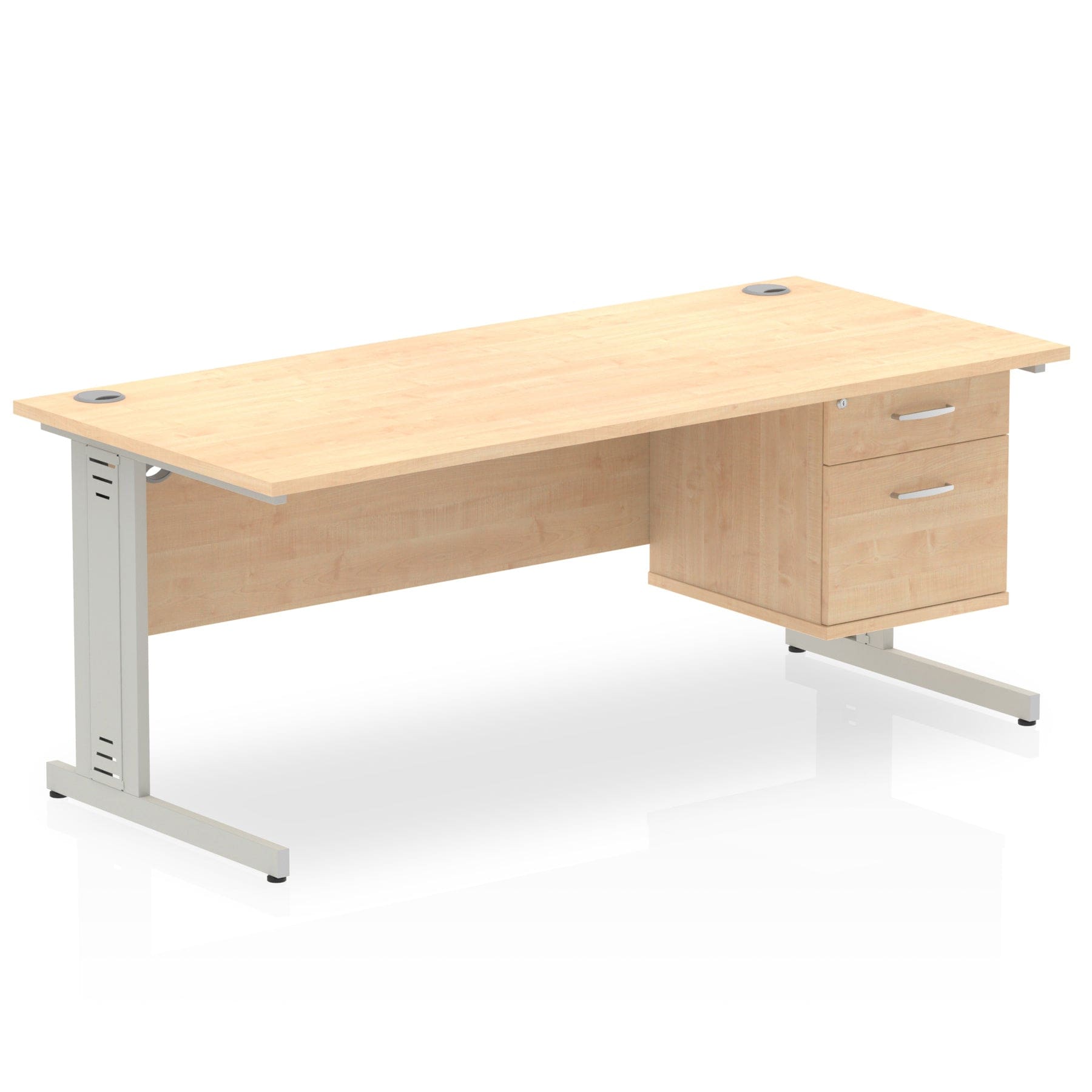 Impulse 1800mm Cable Managed Straight Desk With Single Fixed Pedestal - Image 9
