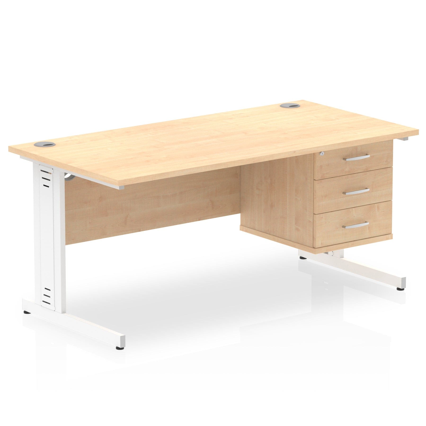 Impulse 1600mm Cable Managed Straight Desk With Single Fixed Pedestal - Image 12