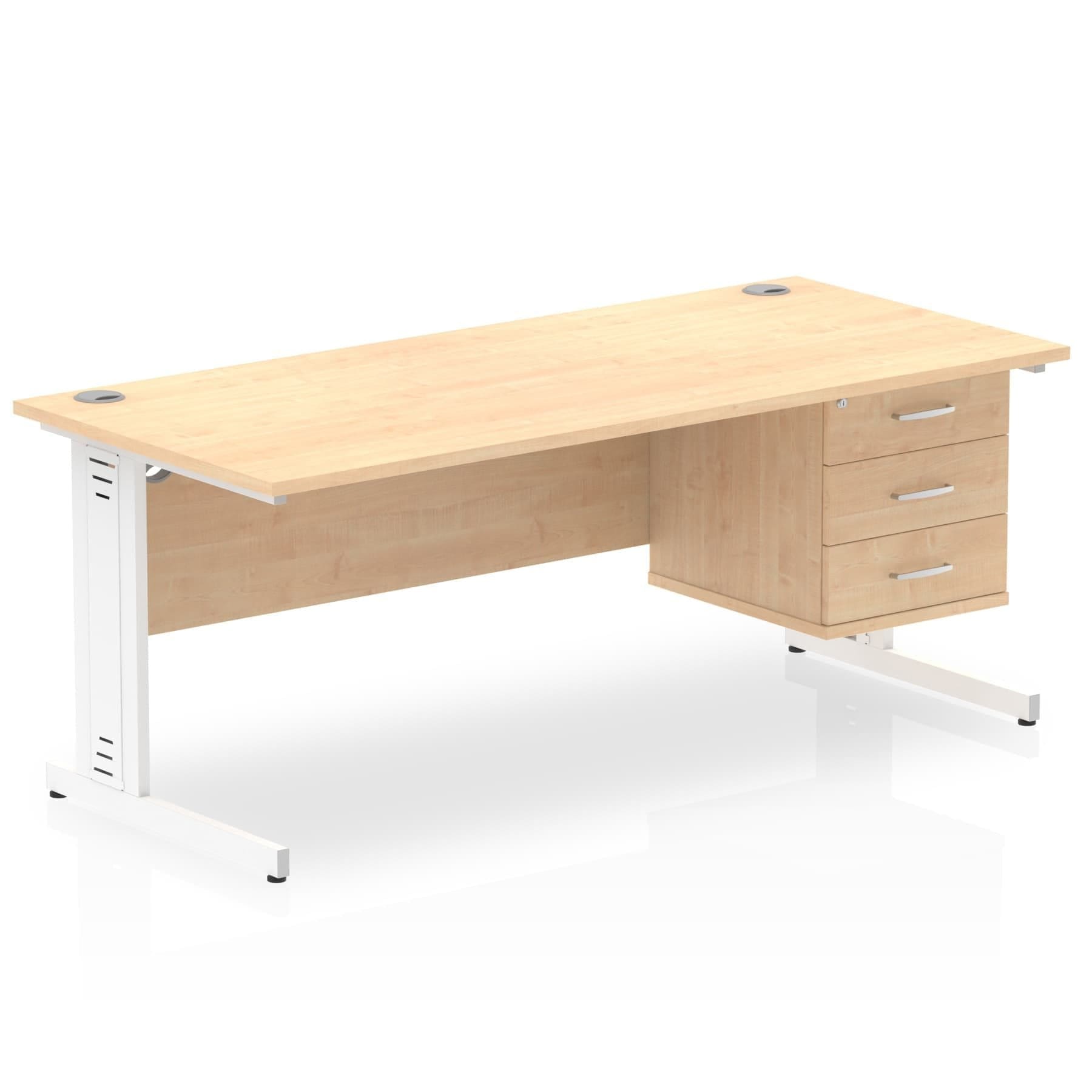Impulse 1800mm Cable Managed Straight Desk With Single Fixed Pedestal - Image 12