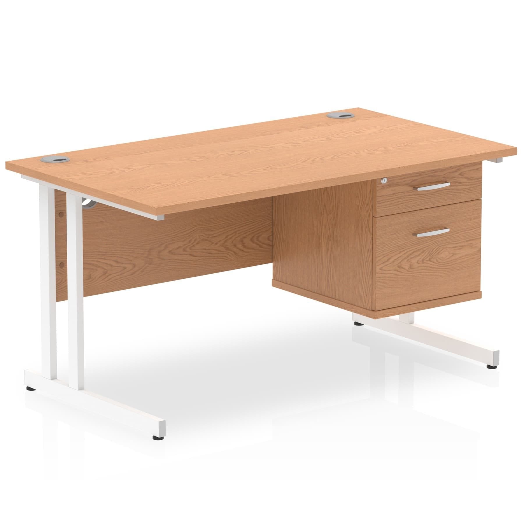 Impulse 1400mm Cantilever Straight Desk With Single Fixed Pedestal - Image 7