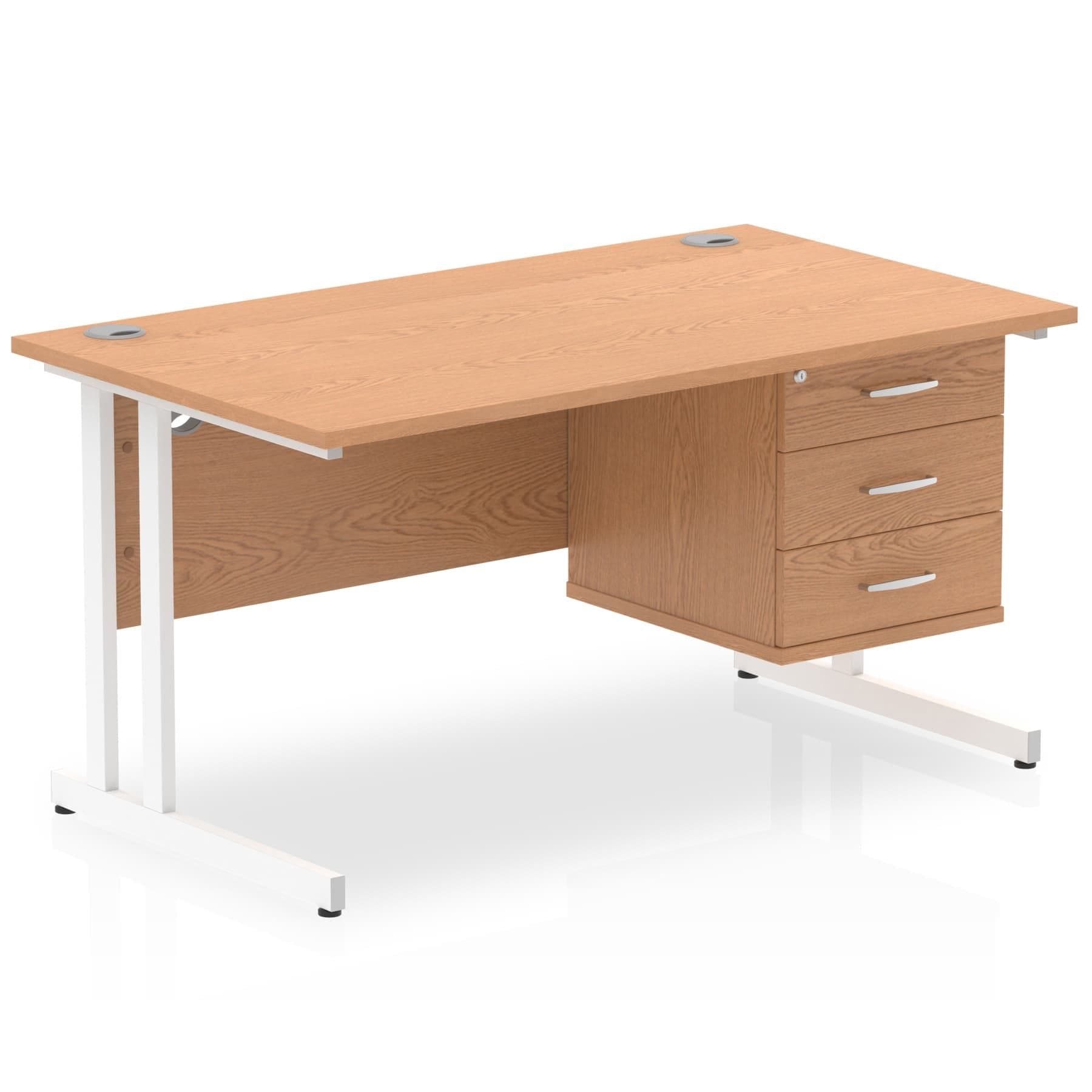 Impulse 1400mm Cantilever Straight Desk With Single Fixed Pedestal - Image 8