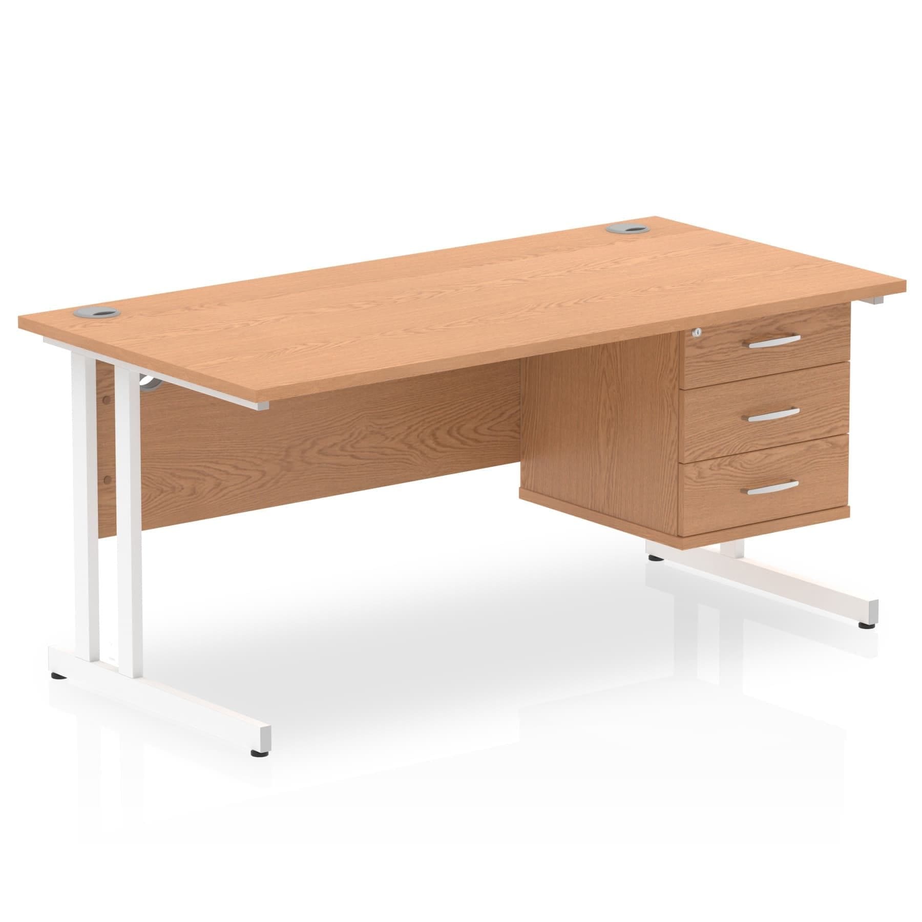 Impulse 1600mm Cantilever Straight Desk With Single Fixed Pedestal - Image 8