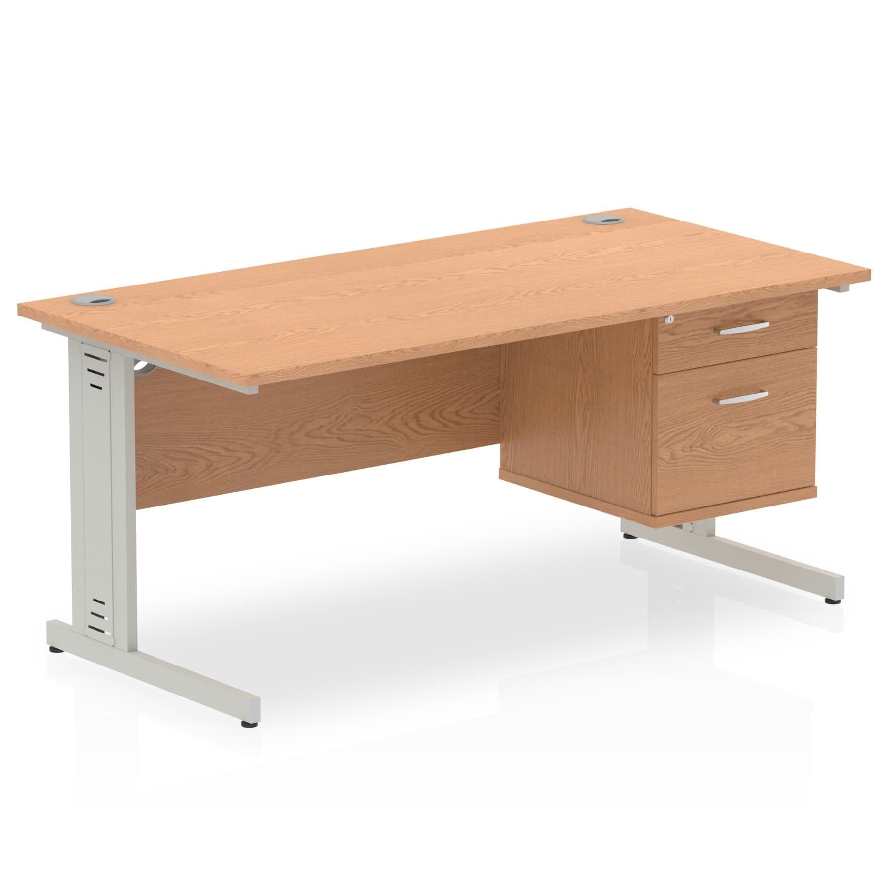 Impulse 1600mm Cable Managed Straight Desk With Single Fixed Pedestal - Image 13