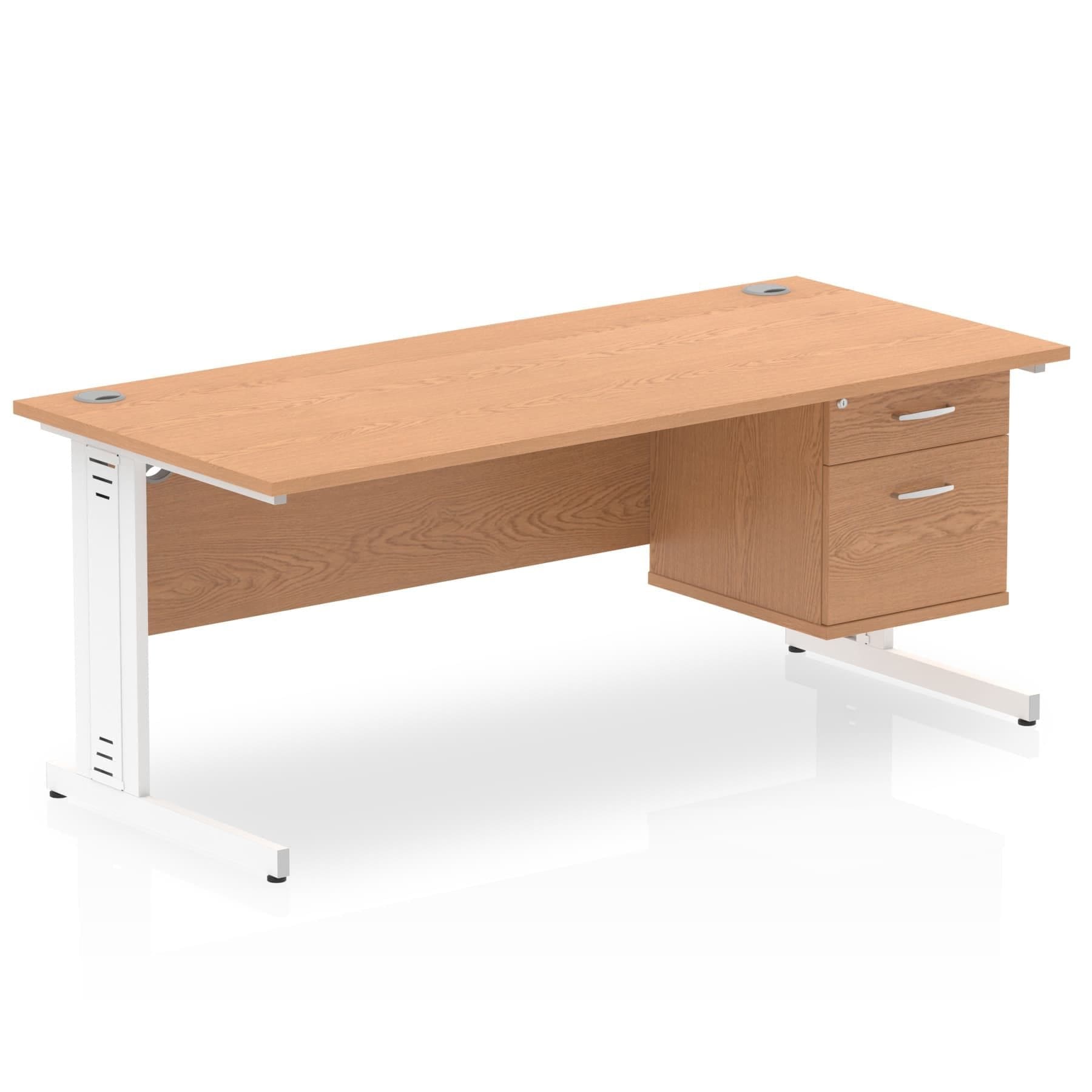 Impulse 1800mm Cable Managed Straight Desk With Single Fixed Pedestal - Image 14