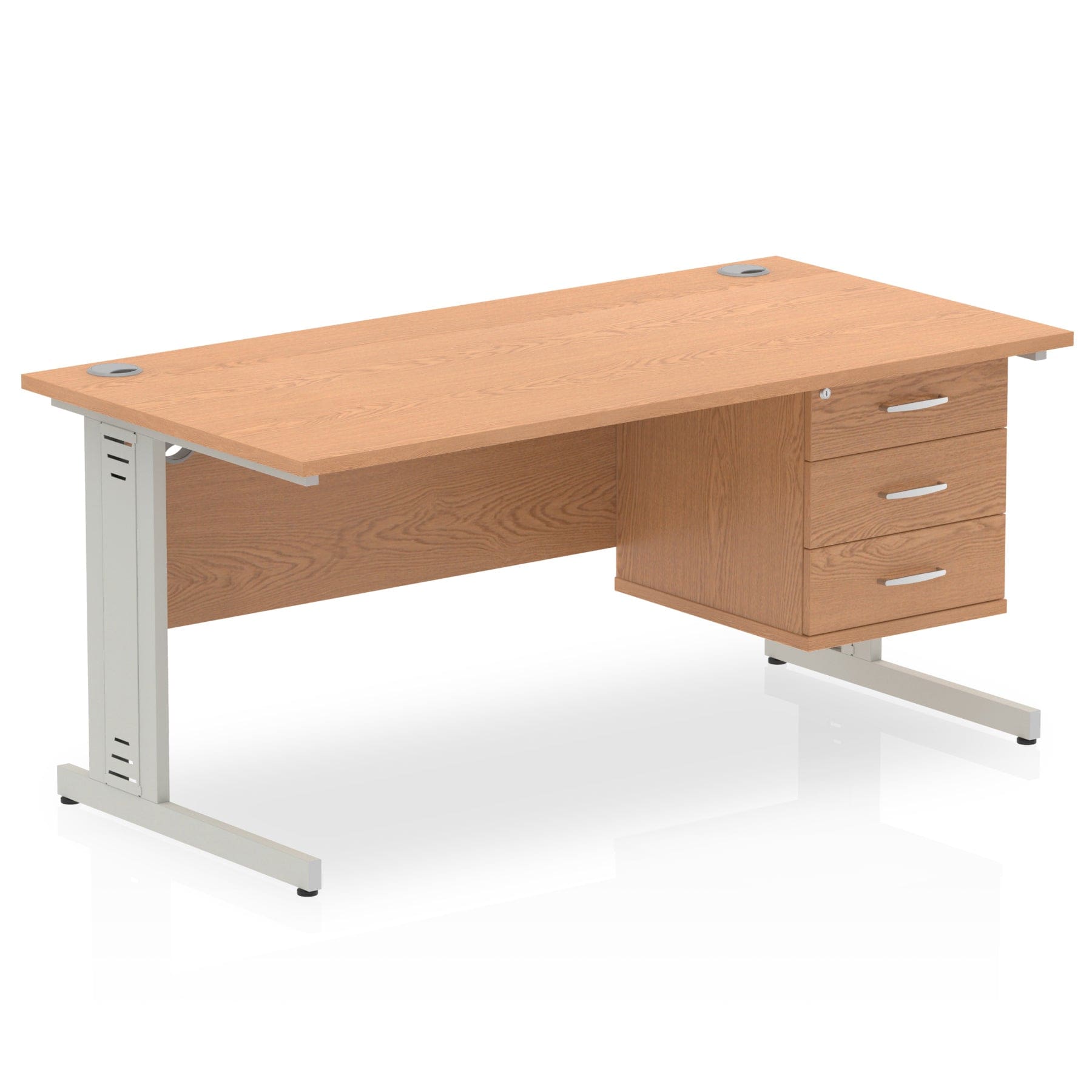 Impulse 1600mm Cable Managed Straight Desk With Single Fixed Pedestal - Image 14