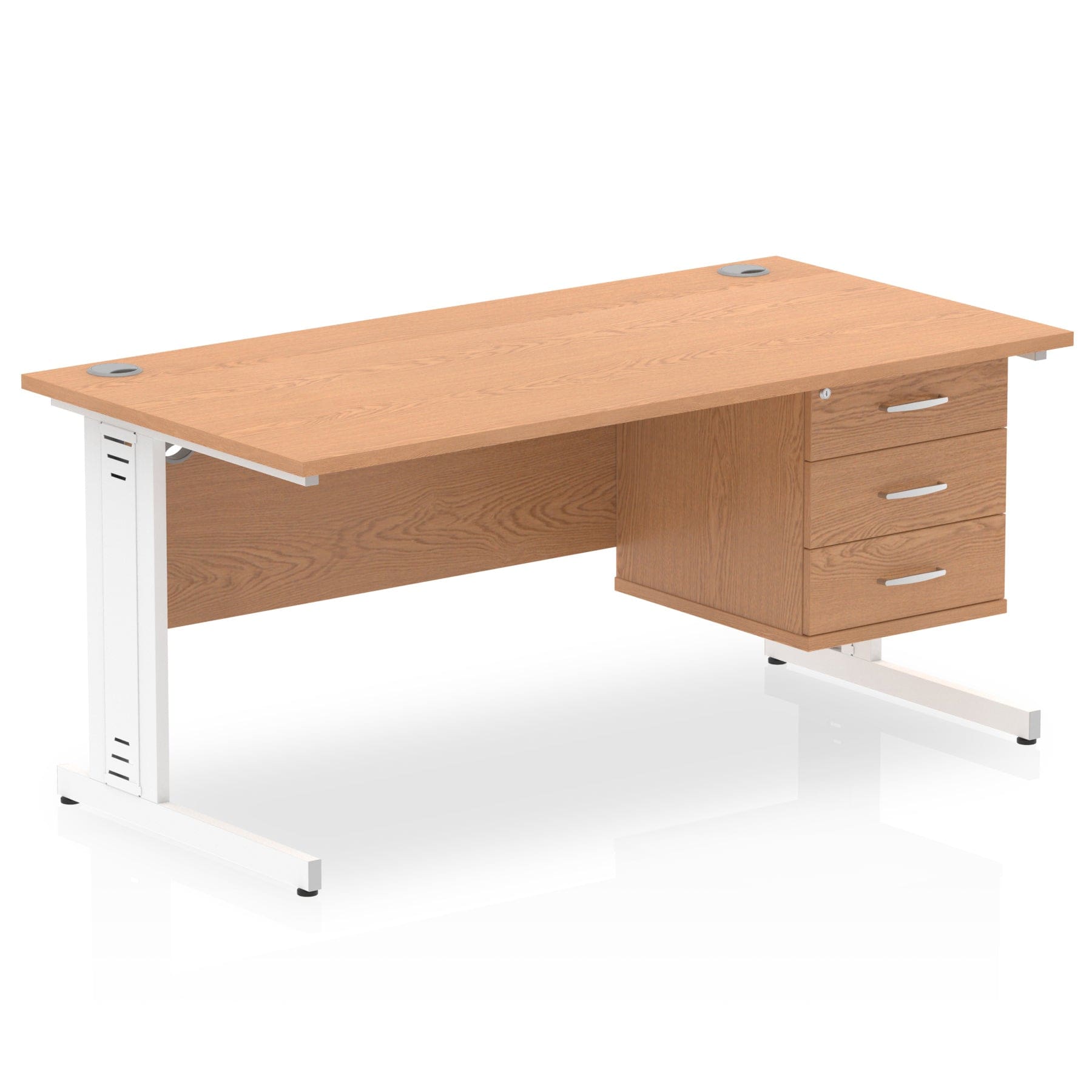 Impulse 1600mm Cable Managed Straight Desk With Single Fixed Pedestal - Image 16