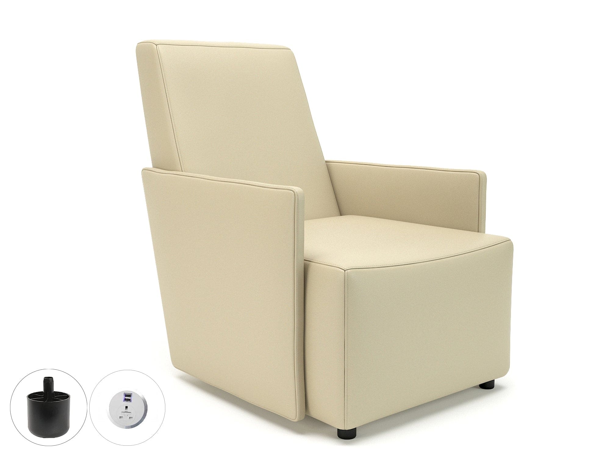 Pella 69cm Wide Armchair in Cristina Marrone Ultima Faux Leather with Socket - Image 4