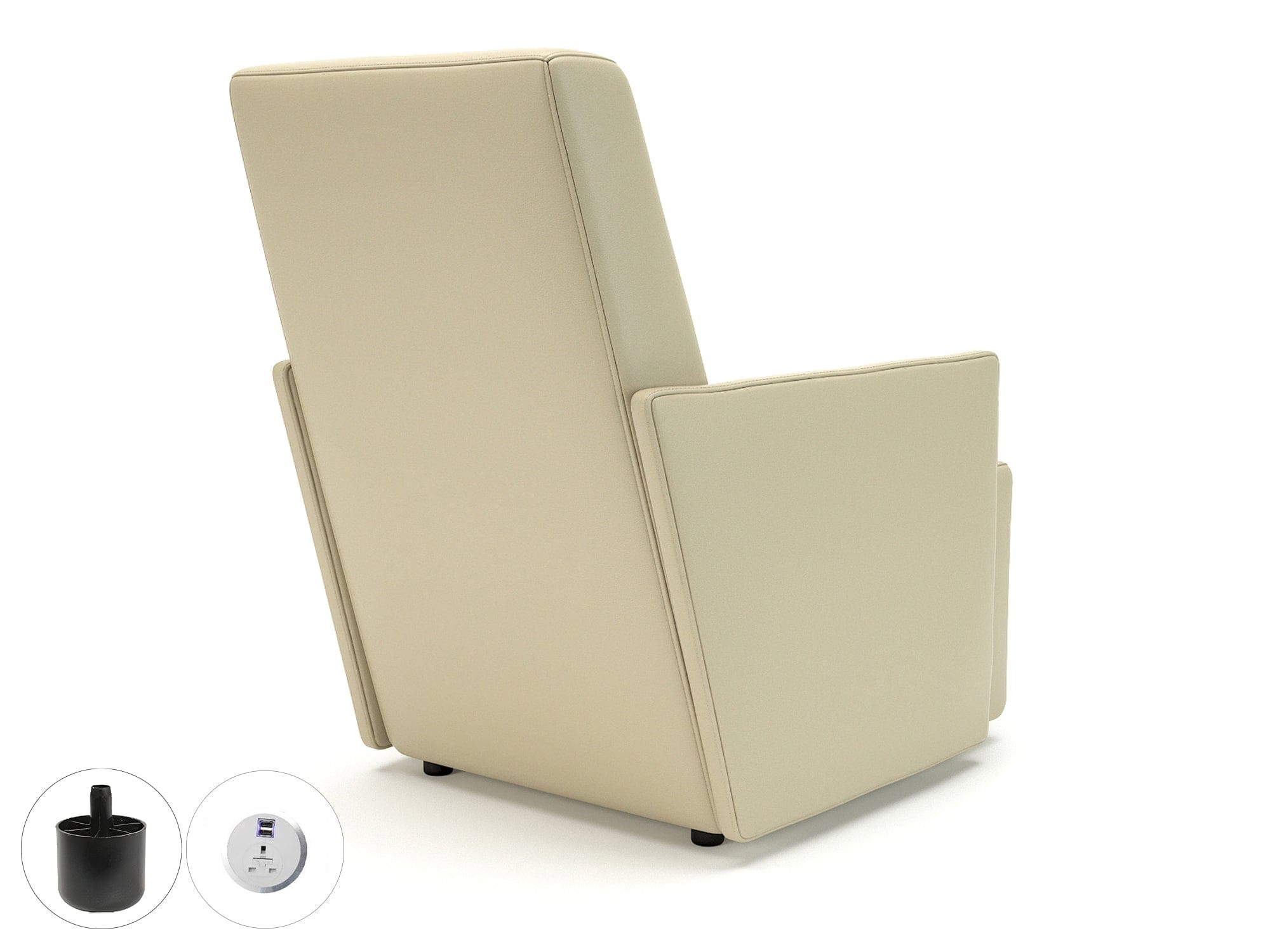 Pella 69cm Wide Armchair in Cristina Marrone Ultima Faux Leather with Socket - Image 6