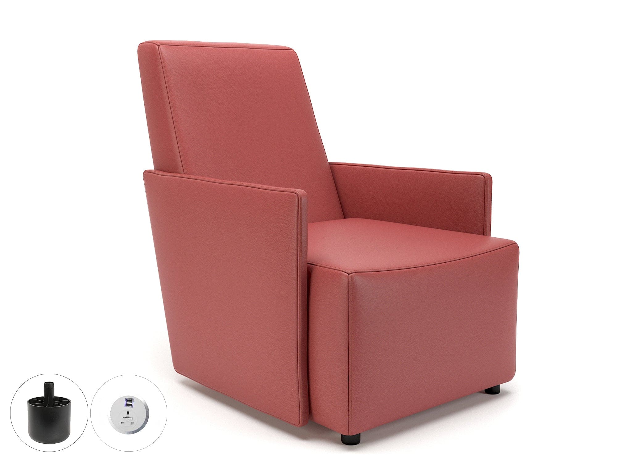 Pella 69cm Wide Armchair in Cristina Marrone Ultima Faux Leather with Socket - Image 7