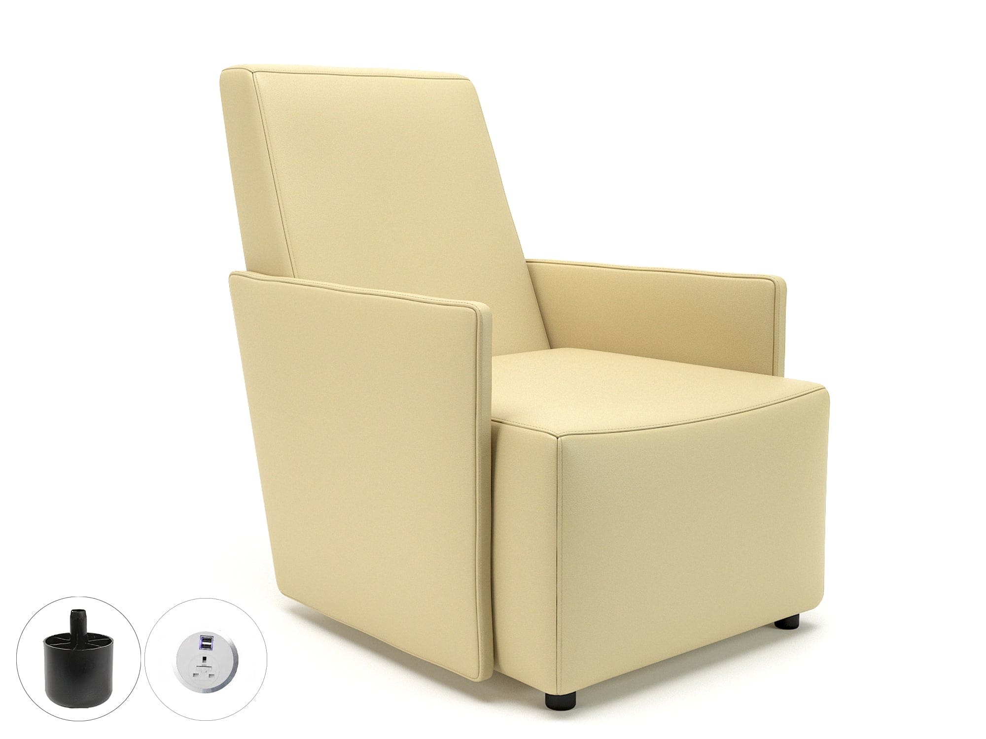 Pella 69cm Wide Armchair in Cristina Marrone Ultima Faux Leather with Socket - Image 10