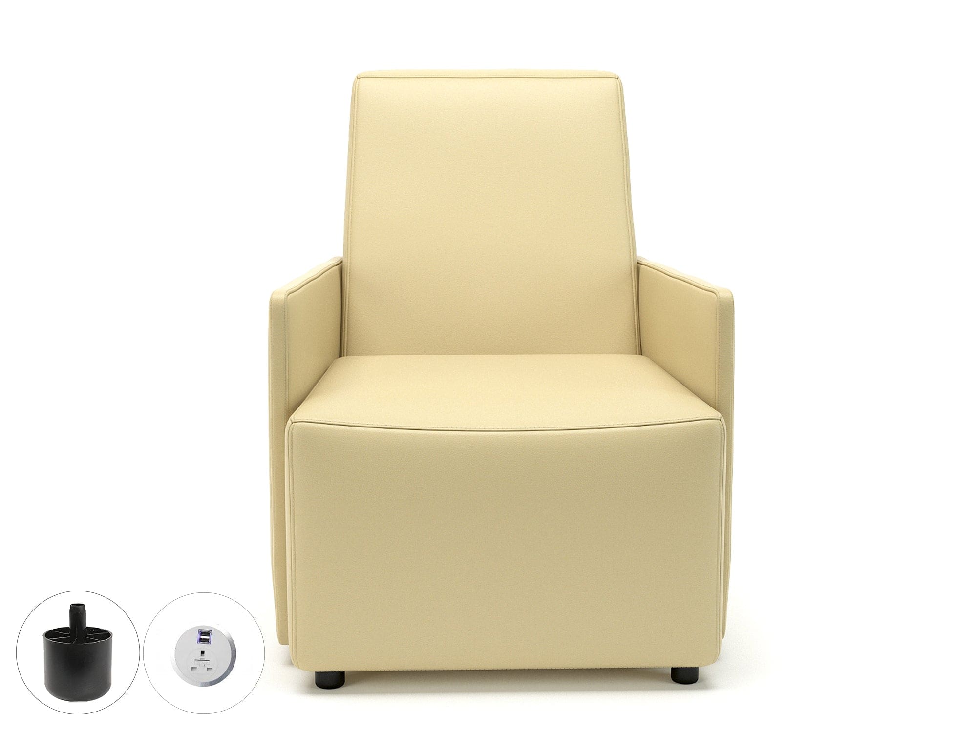 Pella 69cm Wide Armchair in Cristina Marrone Ultima Faux Leather with Socket - Image 11