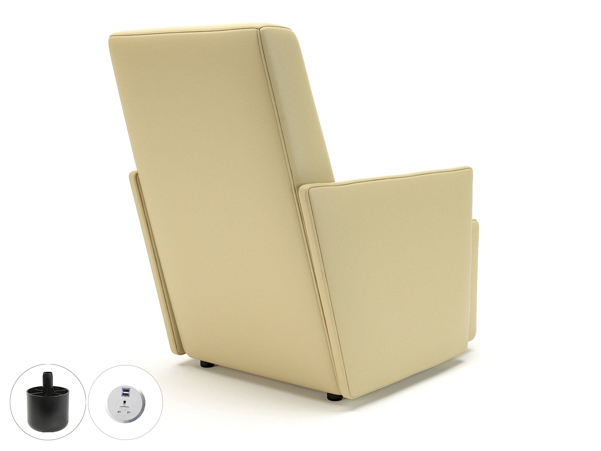 Pella 69cm Wide Armchair in Cristina Marrone Ultima Faux Leather with Socket - Image 12