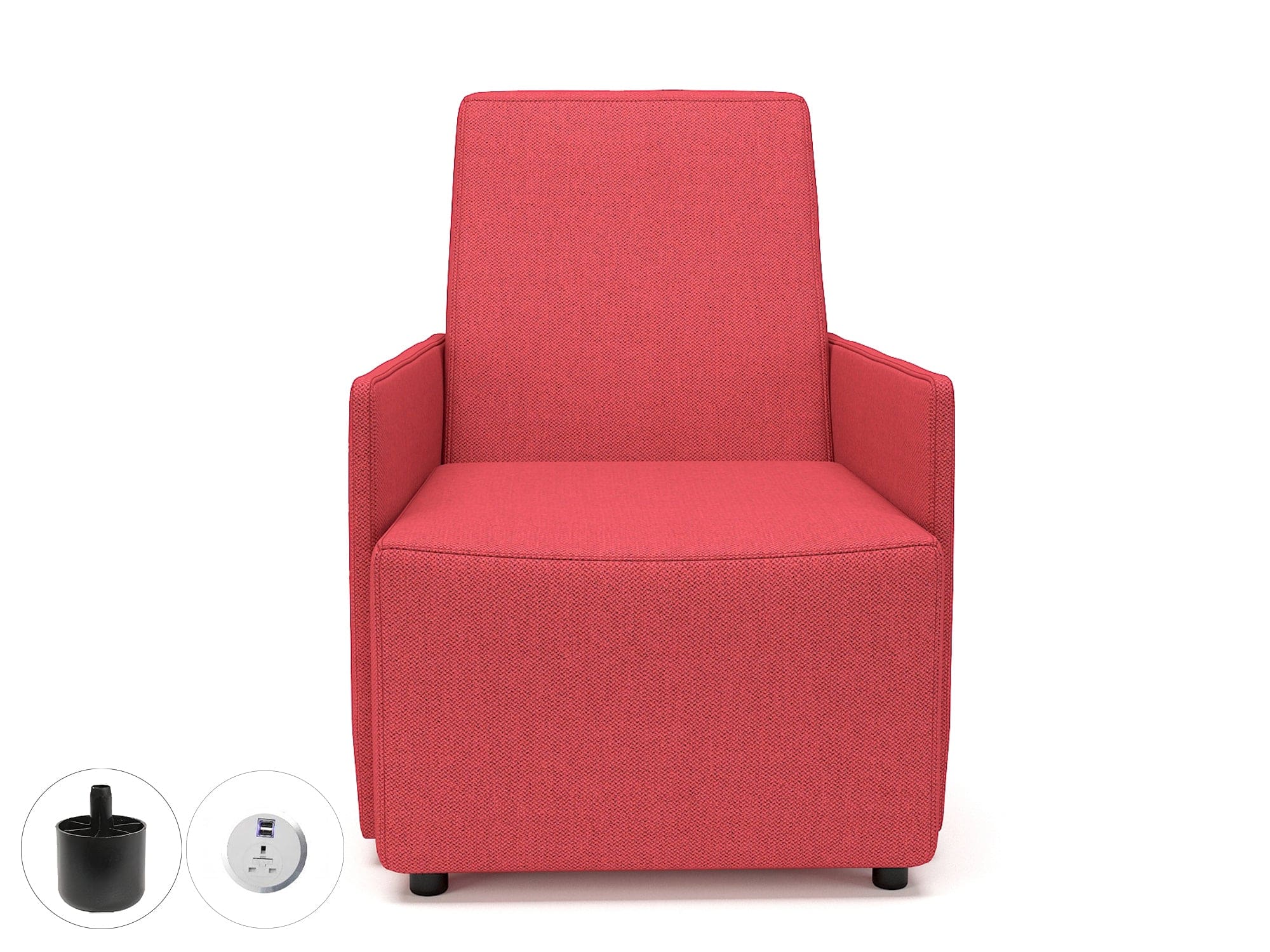 Pella 69cm Wide Armchair in Camira Era Fabric with Socket - Image 2