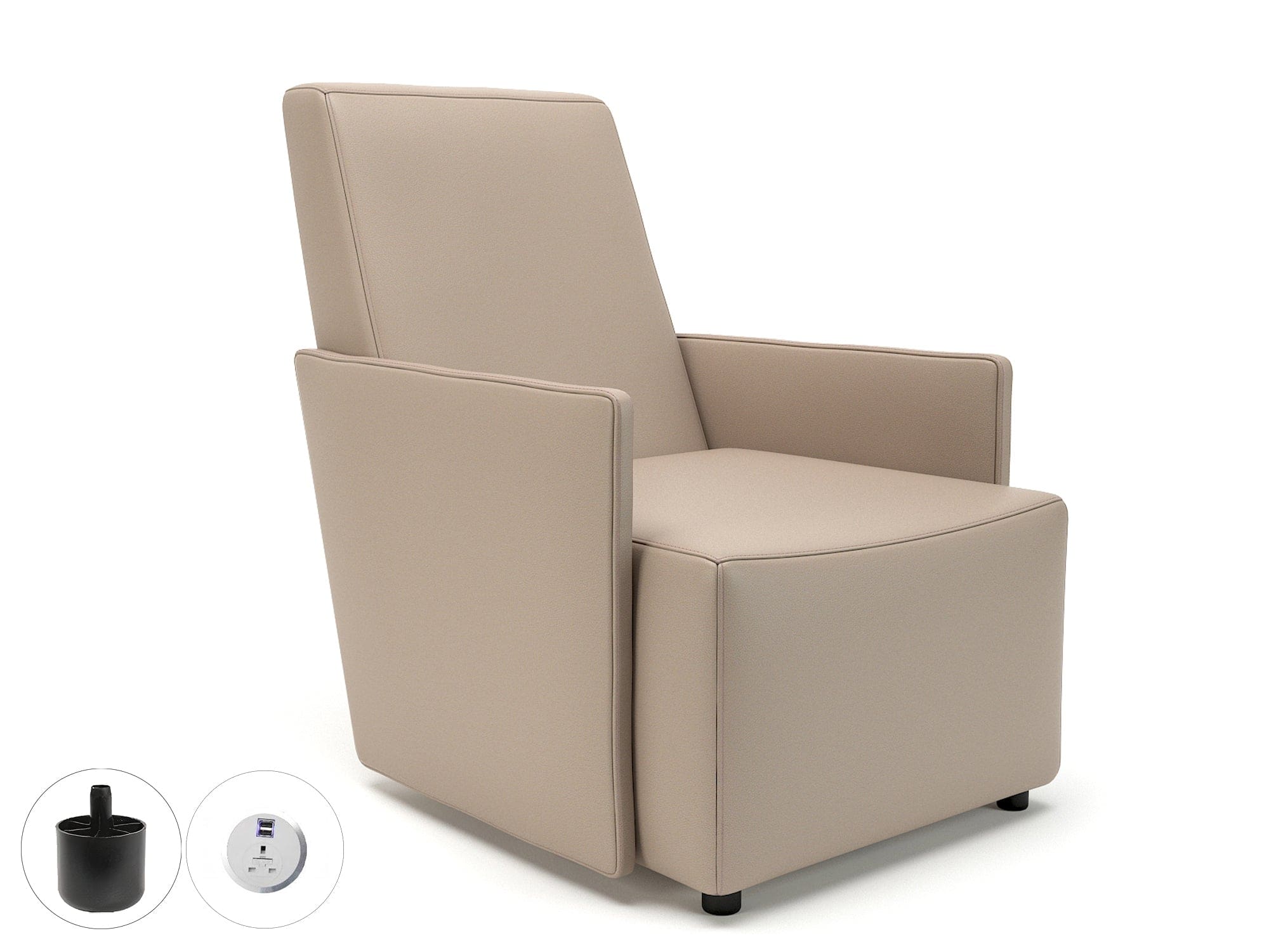 Pella 69cm Wide Armchair in Cristina Marrone Ultima Faux Leather with Socket - Image 13