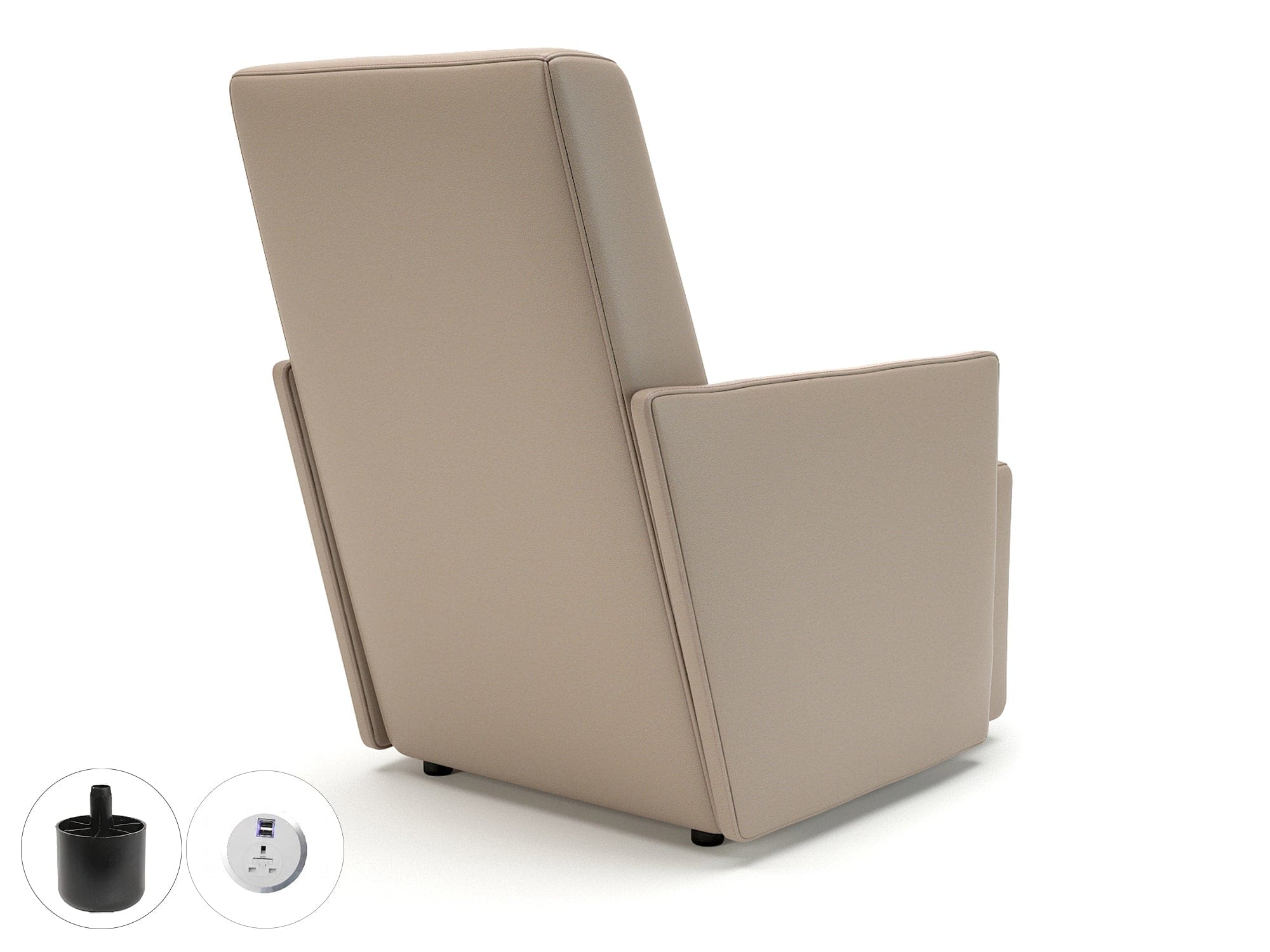 Pella 69cm Wide Armchair in Cristina Marrone Ultima Faux Leather with Socket - Image 15