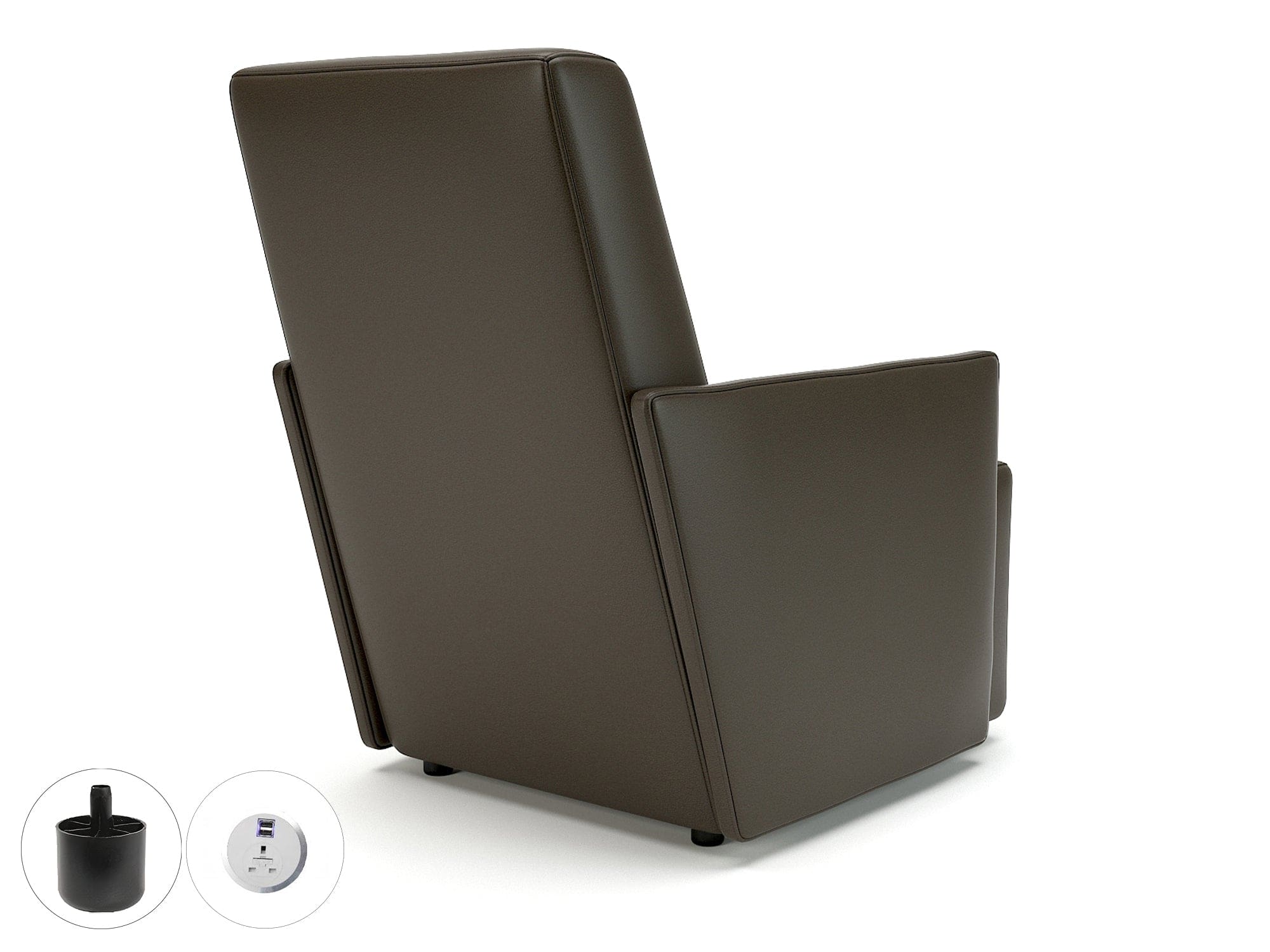 Pella 69cm Wide Armchair in Cristina Marrone Ultima Faux Leather with Socket - Image 18