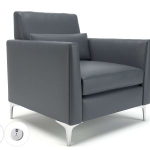 Roselle 90cm Wide Armchair in Cristina Marrone Ultima Faux Leather with Socket