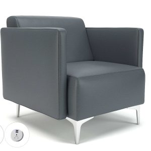 Napa Slim Arm 75cm Wide Armchair in Cristina Marrone Ultima Faux Leather with Socket