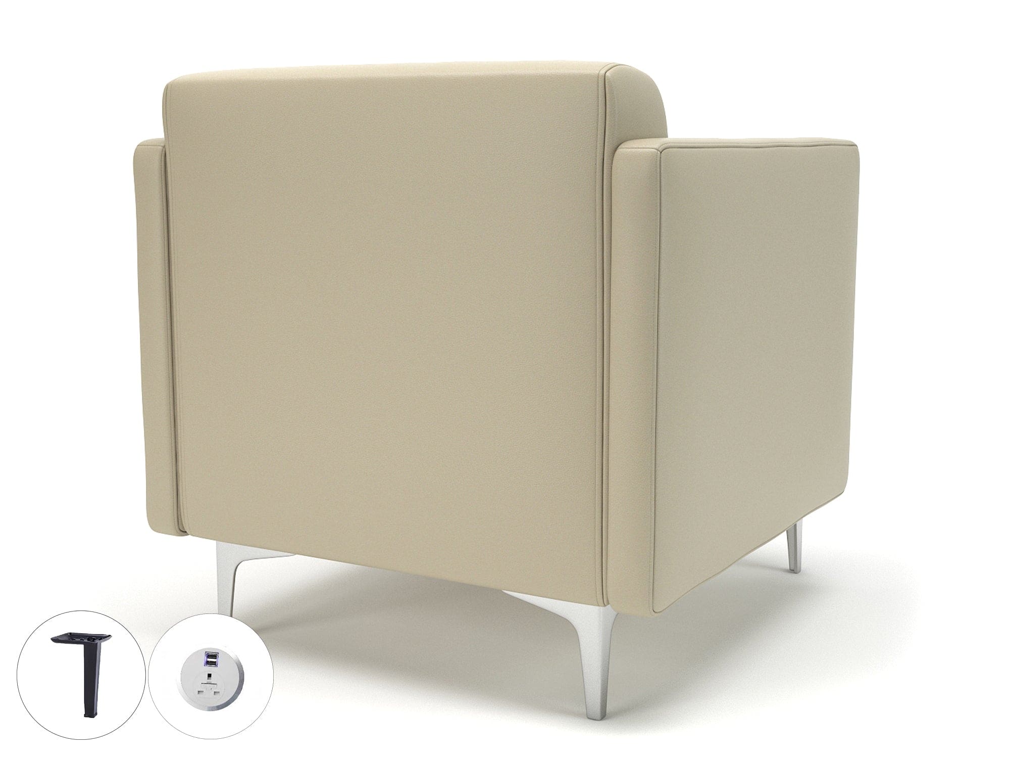 Napa Slim Arm 75cm Wide Armchair in Cristina Marrone Ultima Faux Leather with Socket - Image 18